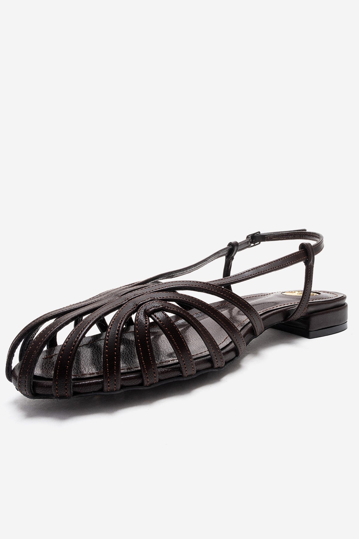 LISS - Brown Sandal – top view showing leather, Vowalisse
