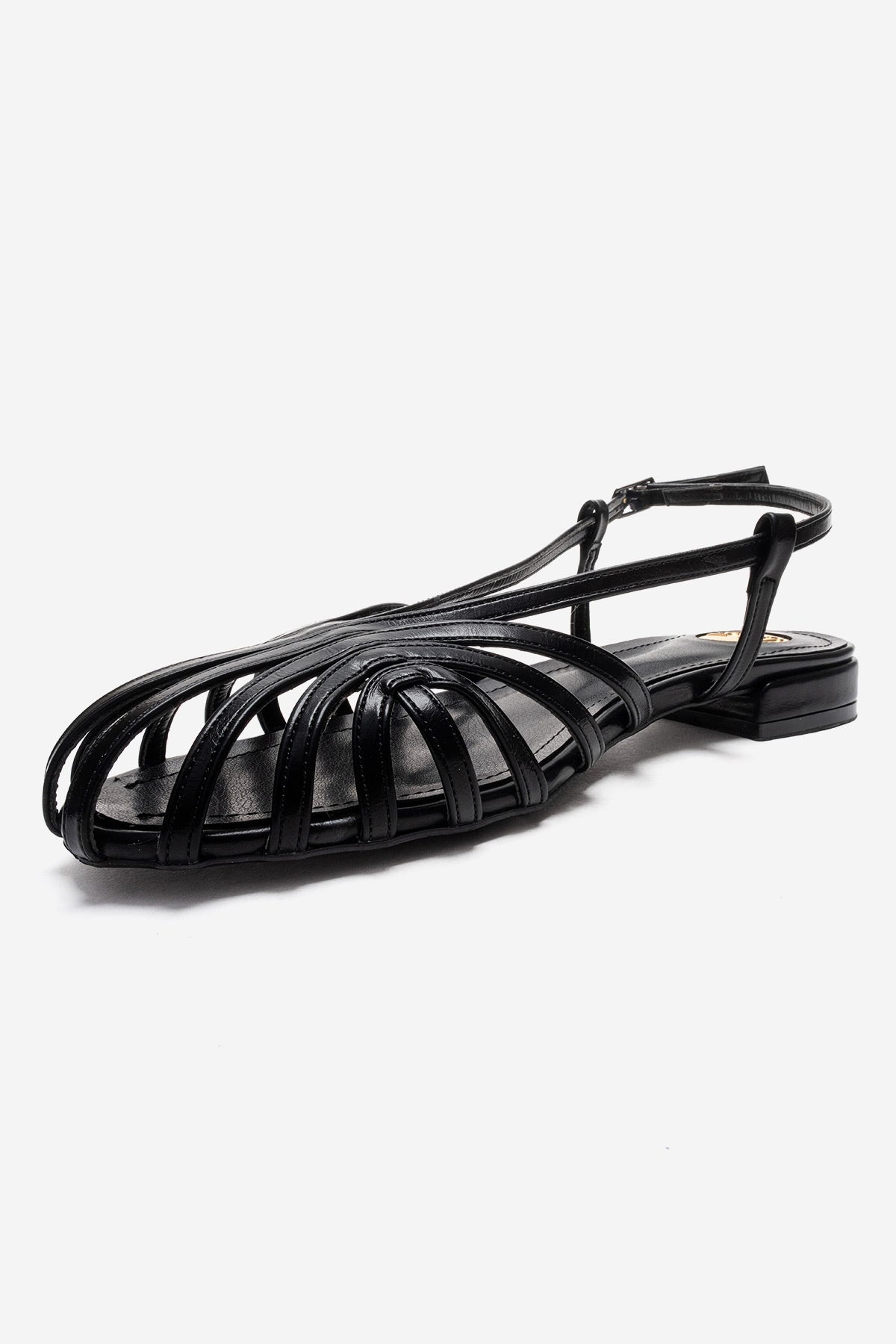 LISS - Black Sandal – top view showing leather, black, Vowalisse