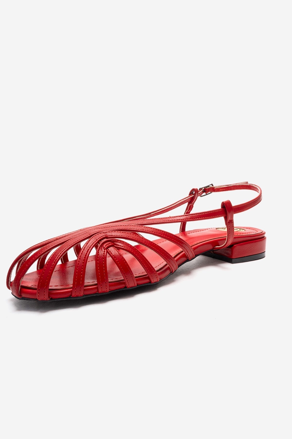 LISS - Red Sandal – top view showing leather, red, Vowalisse