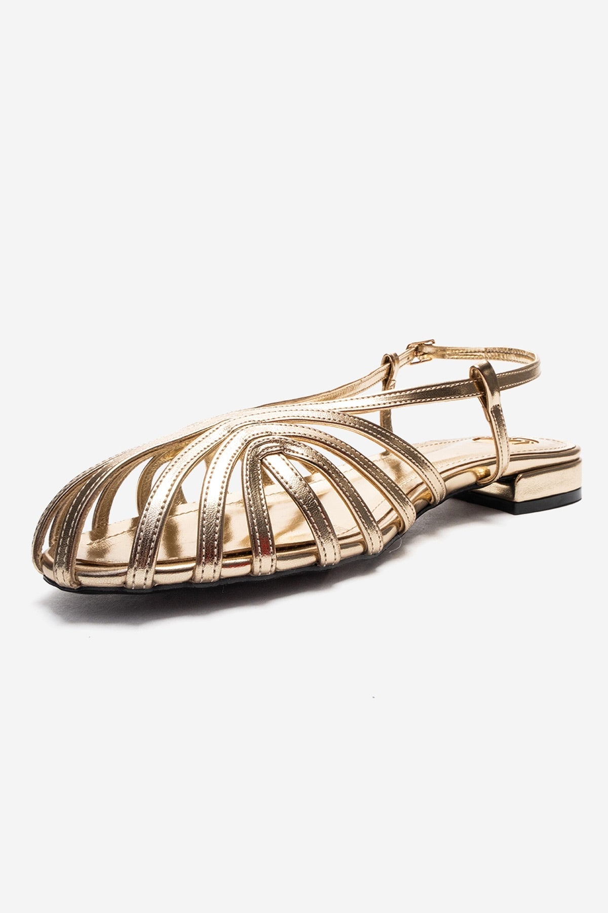 LISS - Gold Genuine Leather Sandal – top view showing leather, metallic, gold, Vowalisse