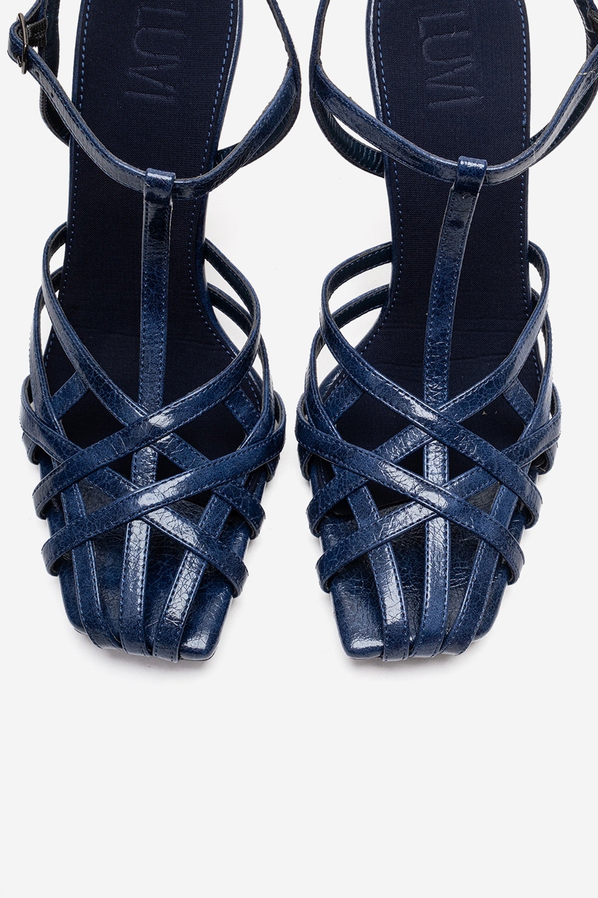 ALLOS - Navy Stiletto Pump – side view showing leather, Vowalisse