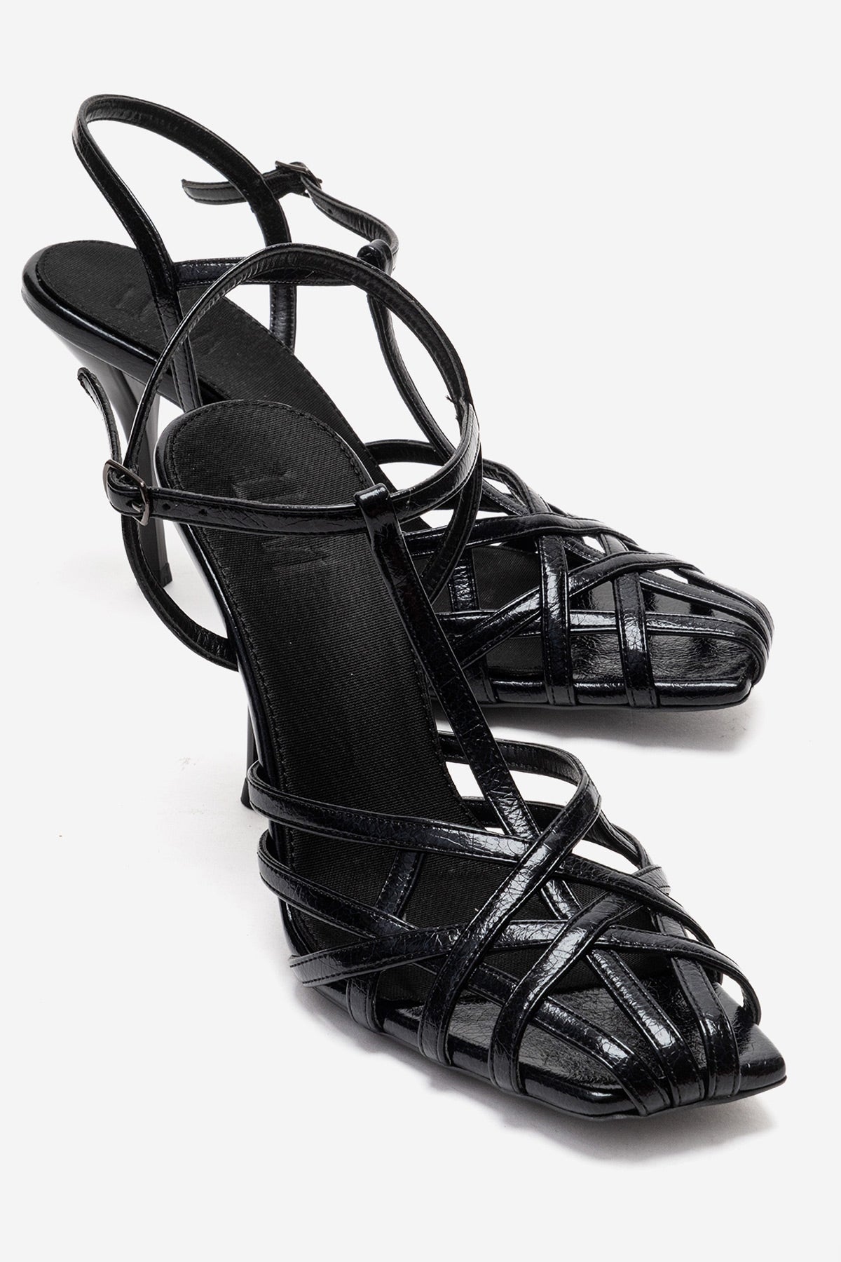 ALLOS - Black Stiletto Pump – front three-quarter view showing leather, black, Vowalisse