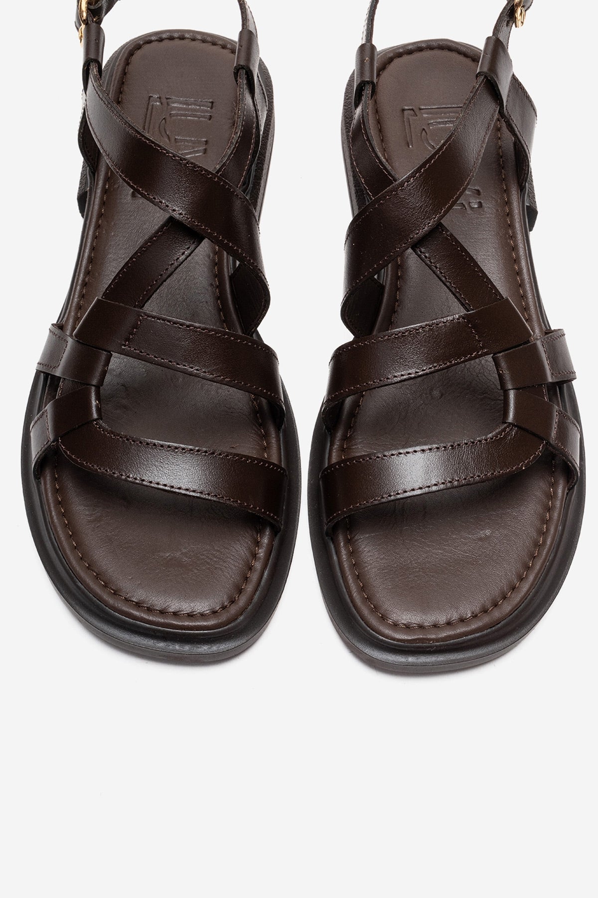 Laveda - Brown Genuine Leather Sandal – side view showing leather, Vowalisse