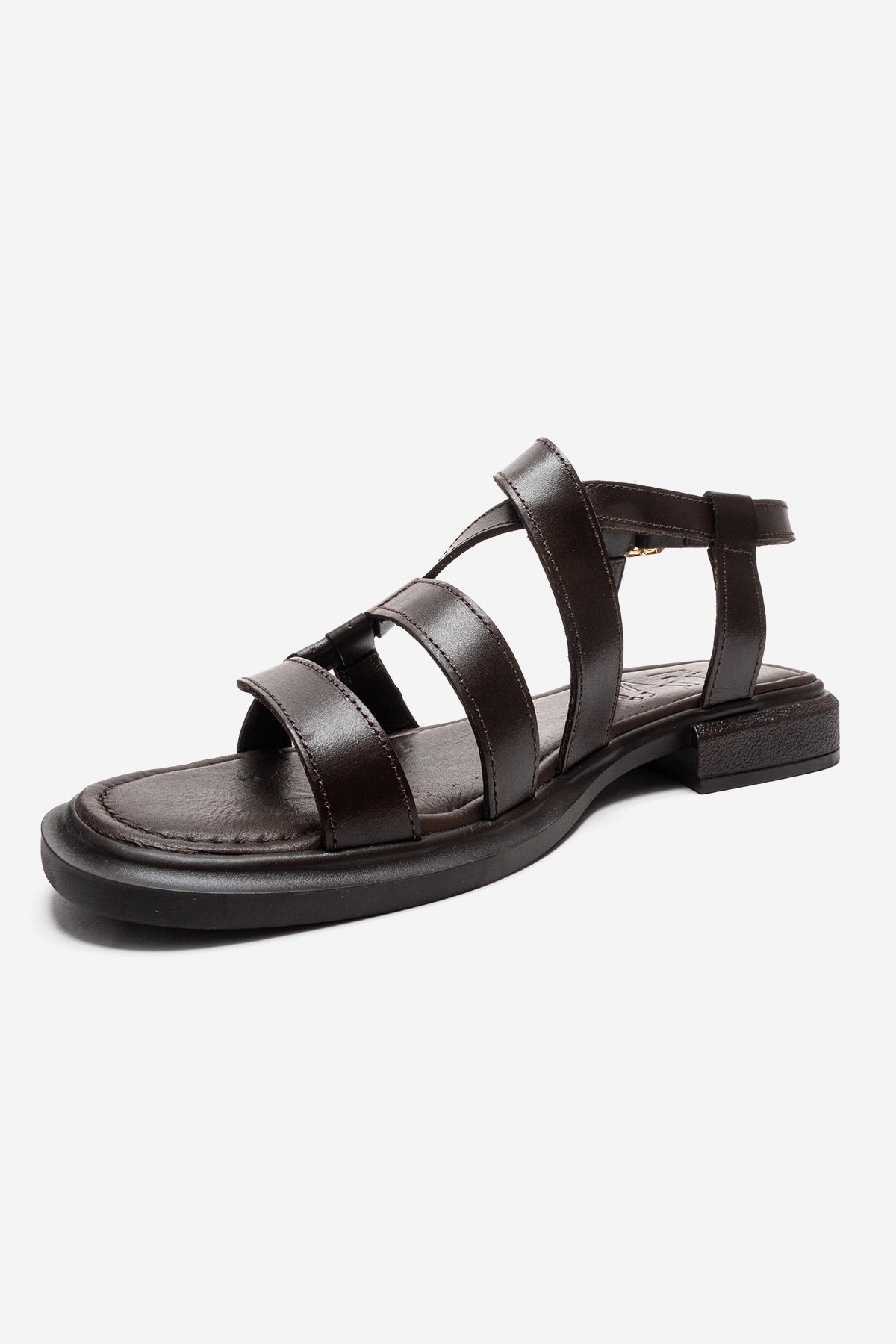Laveda - Brown Genuine Leather Sandal – top view showing leather, Vowalisse
