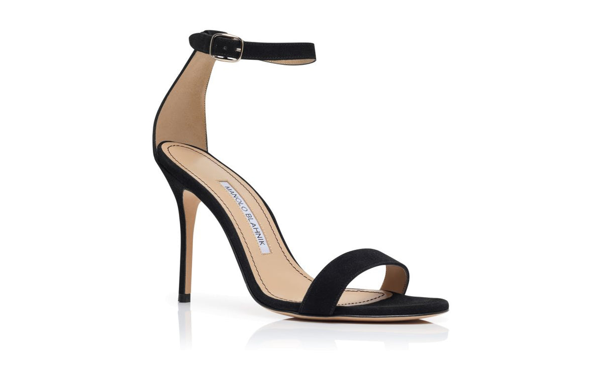 Celeste Pearl Black Ankle Strap Ankle-Strap Shoes – top view showing black ankle strap, open toe, suede, Vowalisse