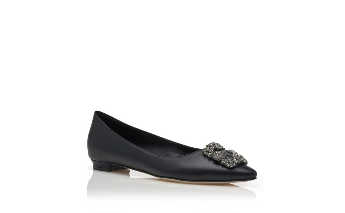 Lunette Dawn Black Jewel Buckle Pumps – top view showing black jewel buckle, crystal buckle, almond toe, Vowalisse