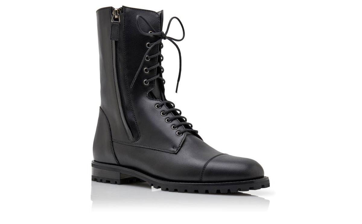 Magnolia Flame Black Round Toe Mid-Calf Boots – top view showing black round toe, lace, Vowalisse