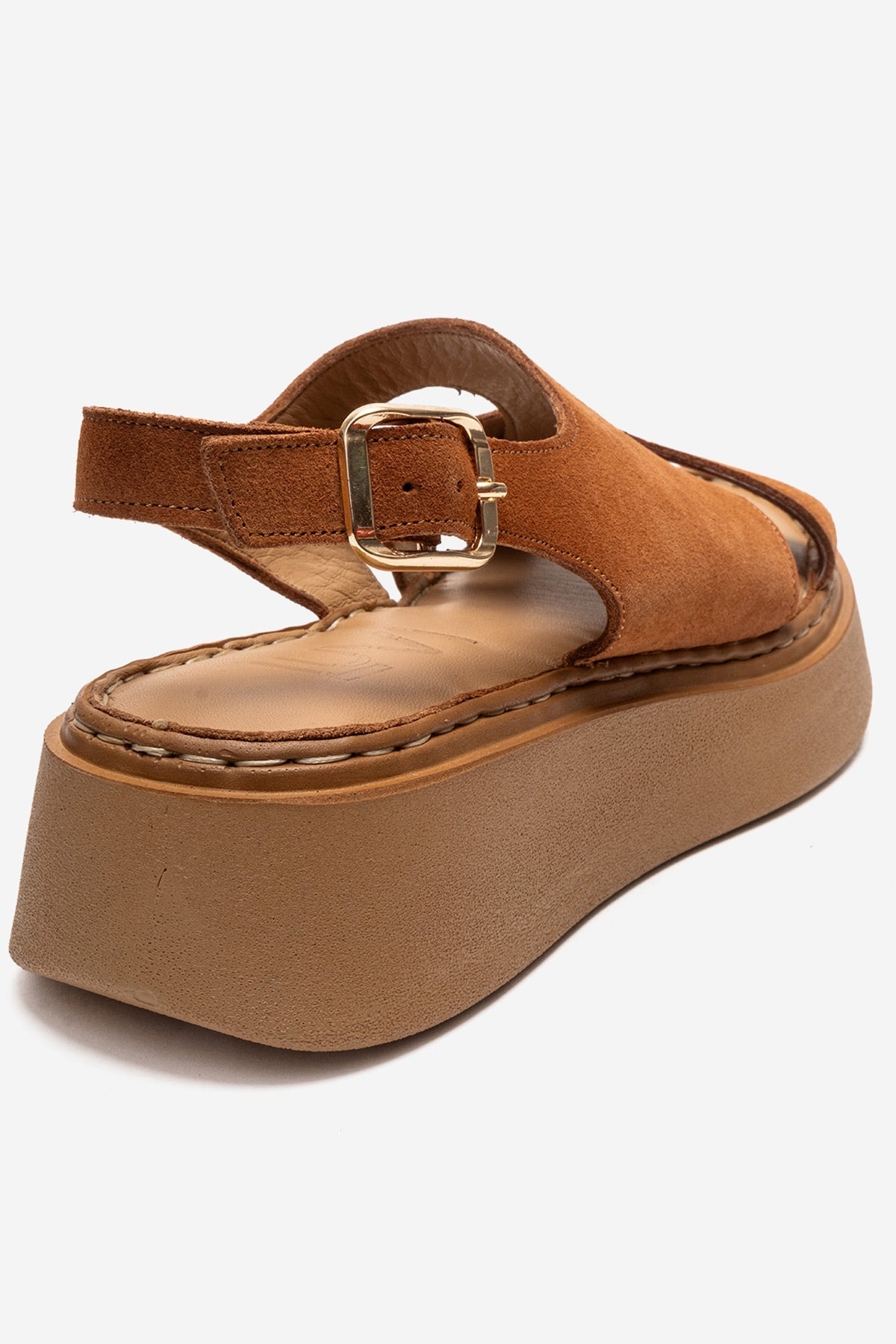 Vien - Cognac Genuine Leather Sandal – back view showing leather, Vowalisse