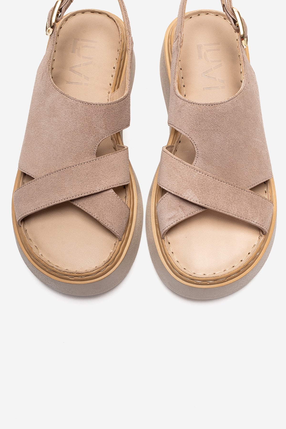 Vien - Beige Genuine Leather Sandal – side view showing leather, Vowalisse