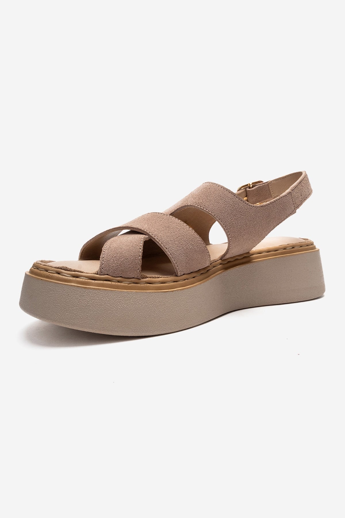 Vien - Beige Genuine Leather Sandal – top view showing leather, Vowalisse