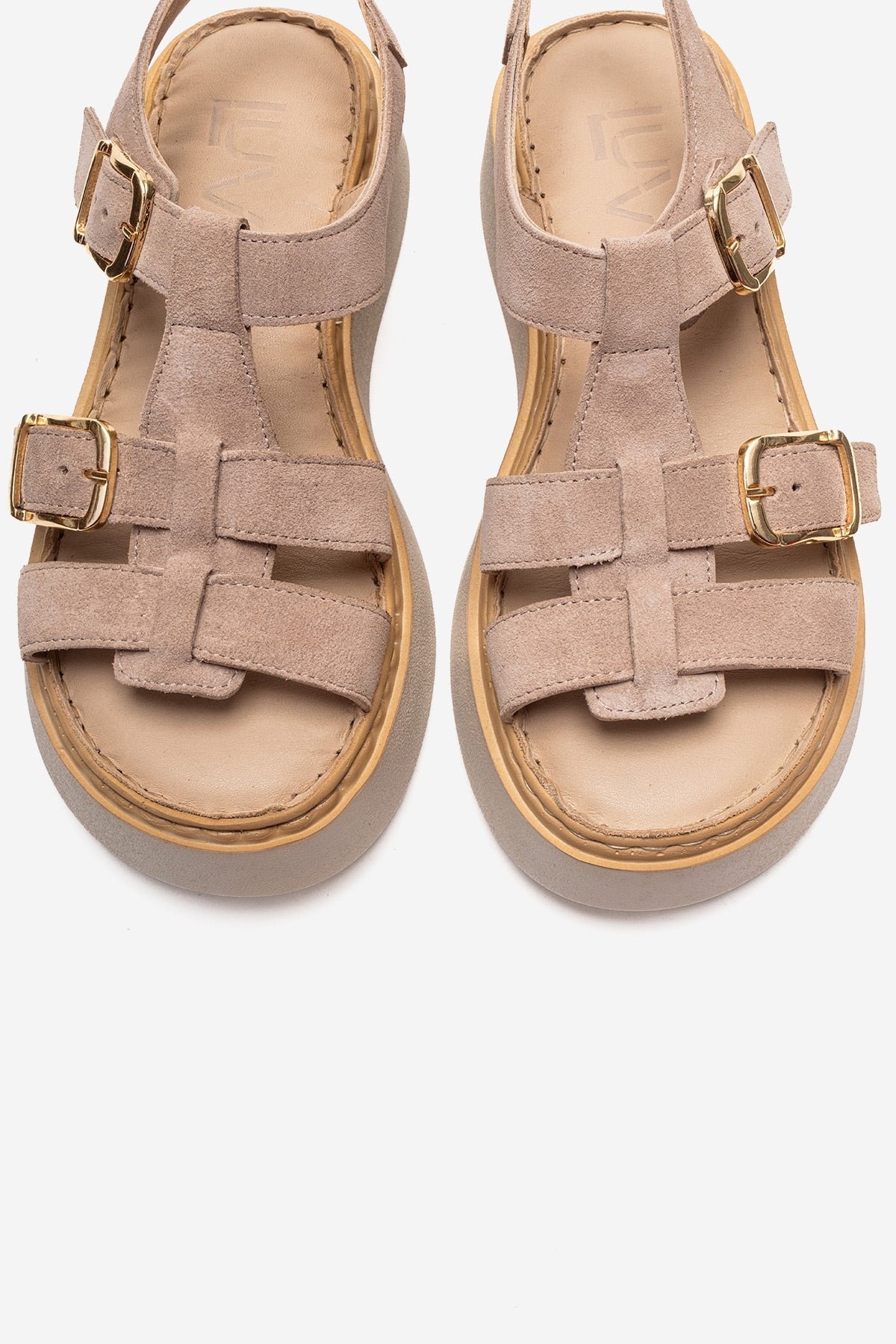 Loin - Beige Genuine Leather Sandal – side view showing leather, Vowalisse
