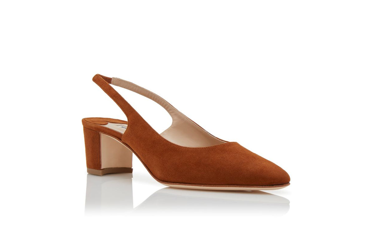 Marielle Jewel Brown Slingback Slingbacks – top view showing brown slingback, almond toe, suede, Vowalisse