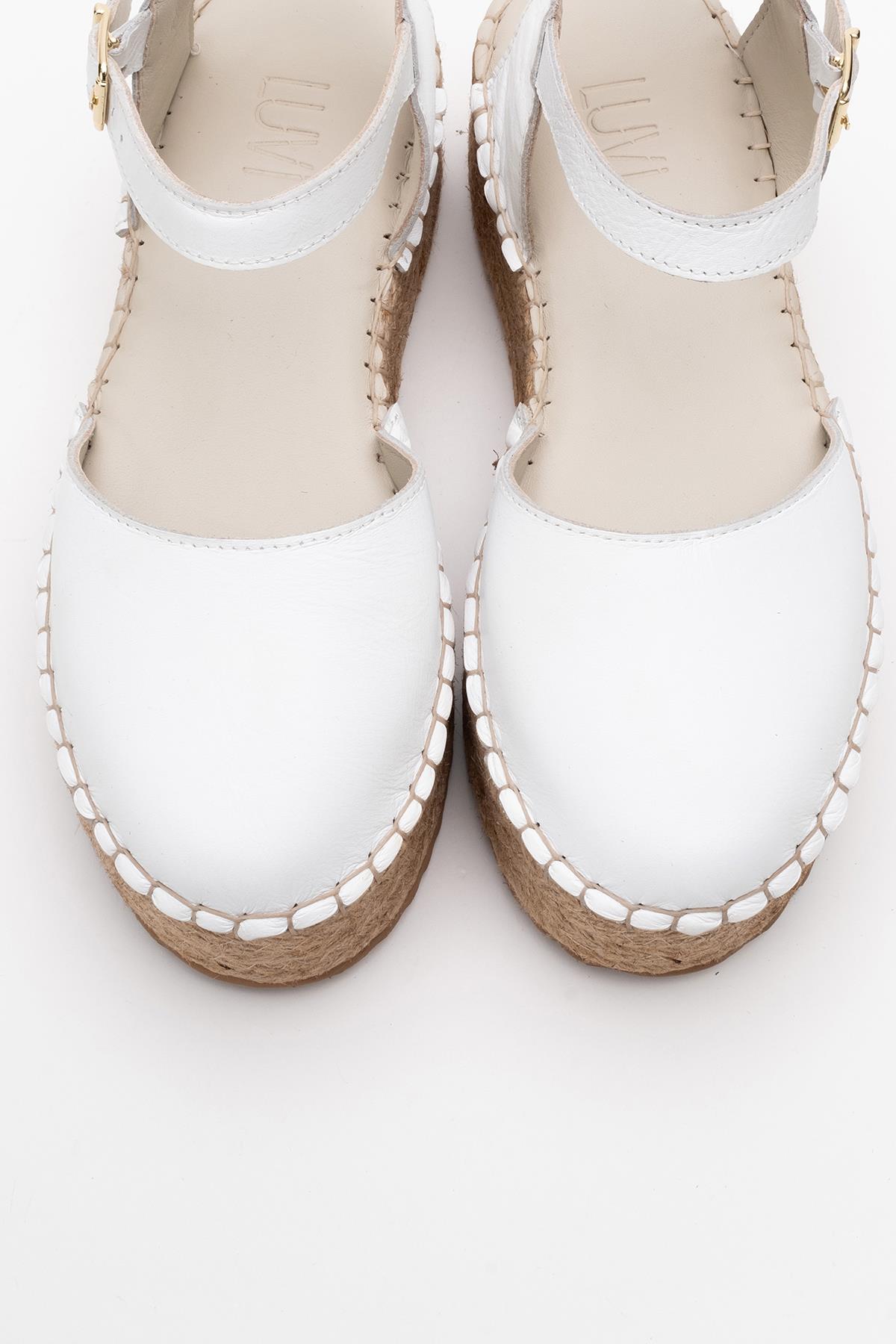 Viba - White Leather Espadrilles – side view showing leather, suede, white, Vowalisse