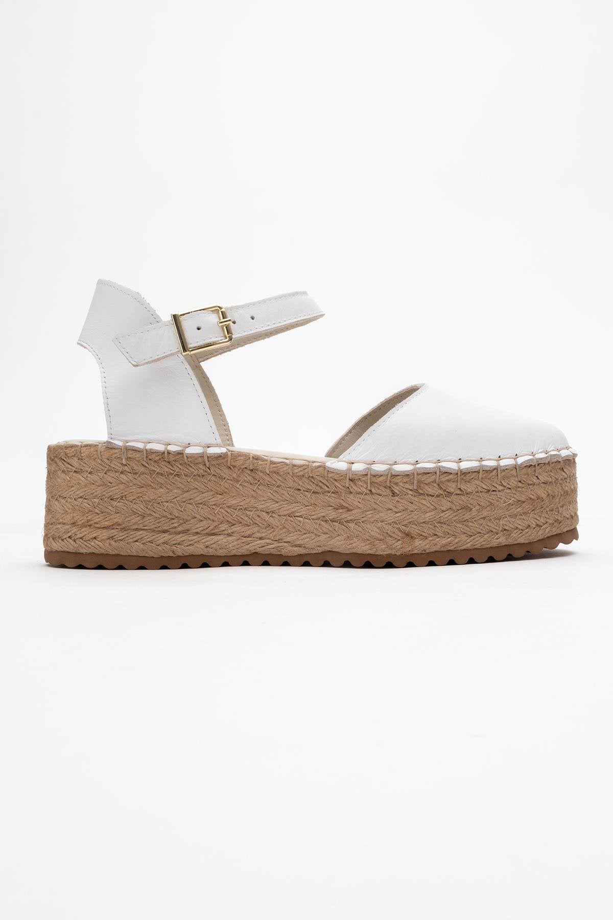 Viba - White Leather Espadrilles – back view showing leather, suede, white, Vowalisse