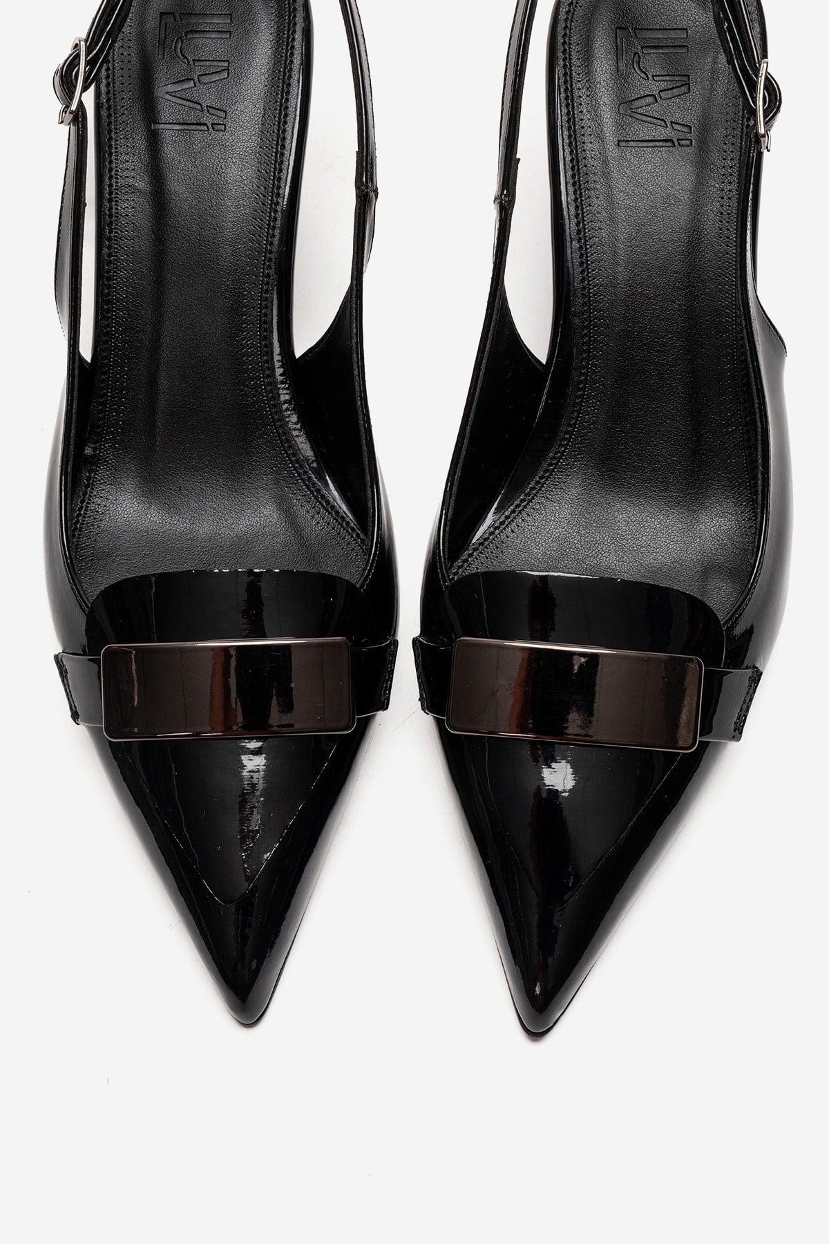 SOLLENNE - Black Stiletto Pump – side view showing leather, black, Vowalisse