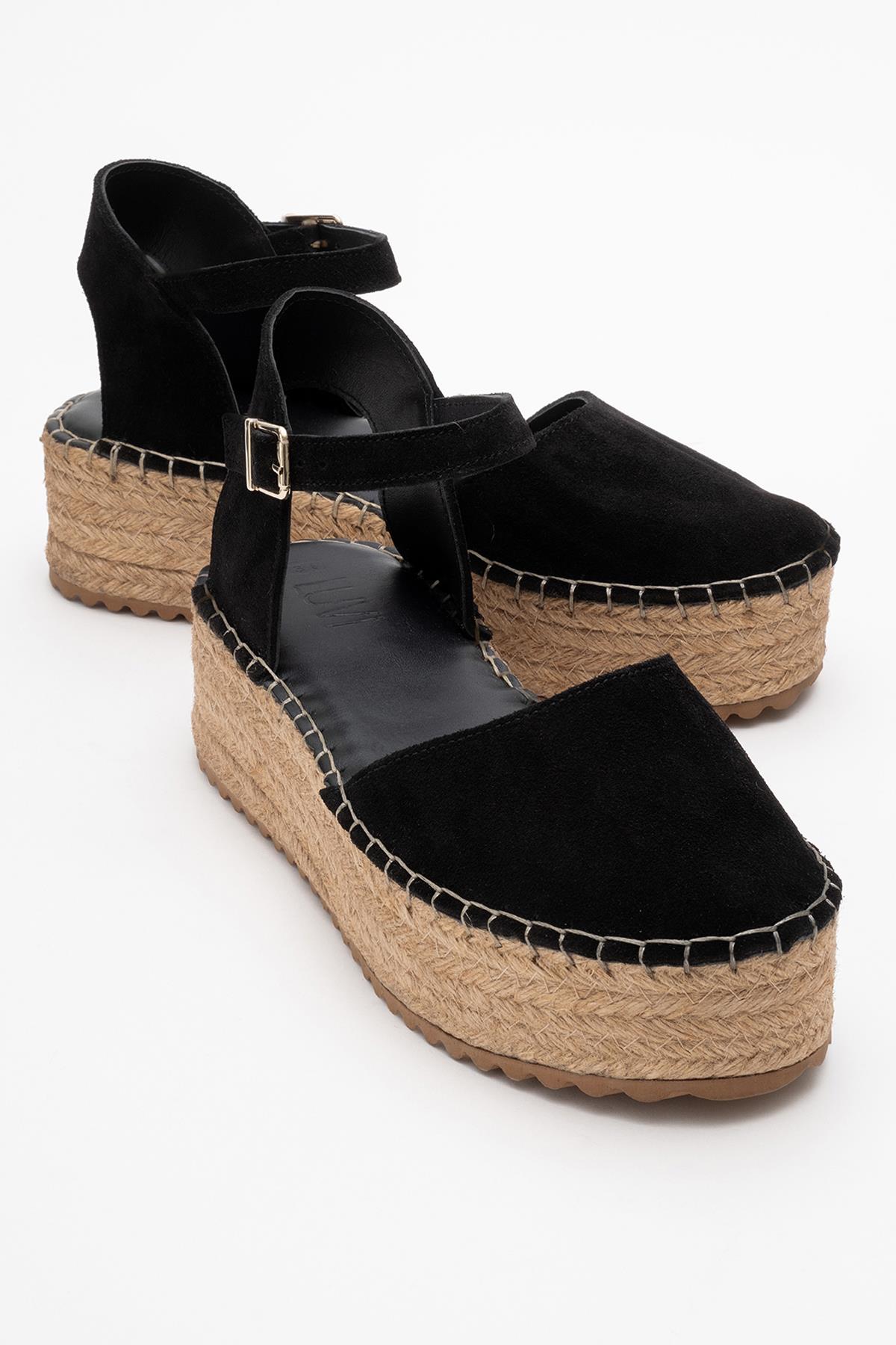 Viba - Black Suede Leather Espadrilles – front three-quarter view showing leather, suede, black, Vowalisse