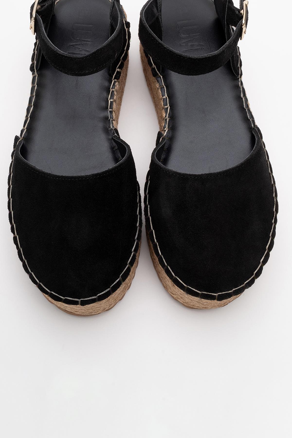 Viba - Black Suede Leather Espadrilles – side view showing leather, suede, black, Vowalisse