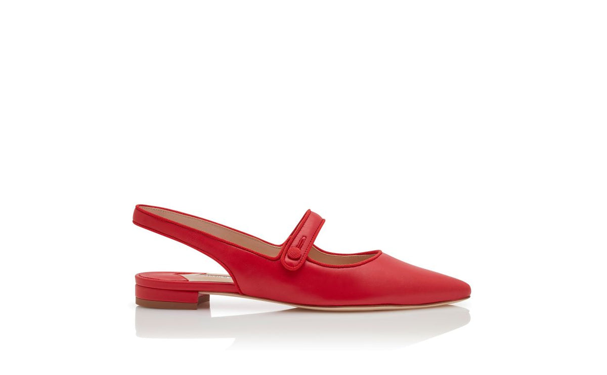 Estelle Rose Red Slingback Slingbacks – side profile showing red slingback, pointed toe, nappa leather, Vowalisse