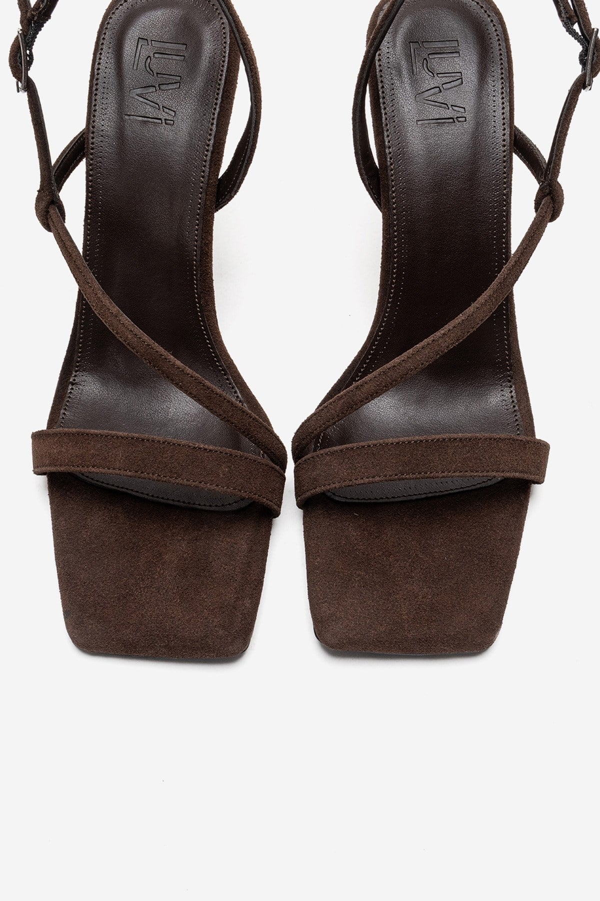 JOLENE - Brown Stiletto Pump – side view showing leather, suede, Vowalisse