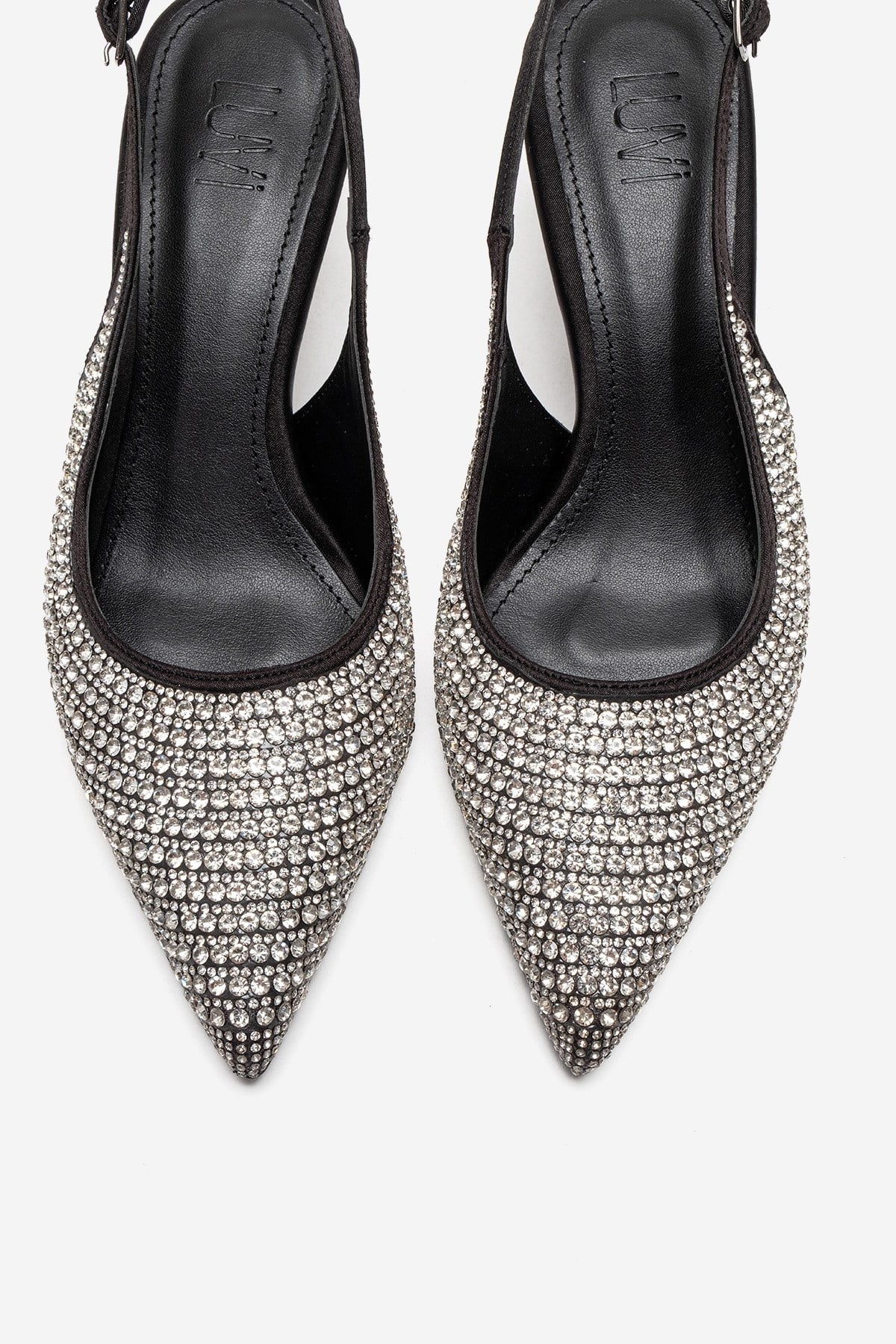 YASMINA - Black Stiletto Pump – side view showing leather, black, Vowalisse