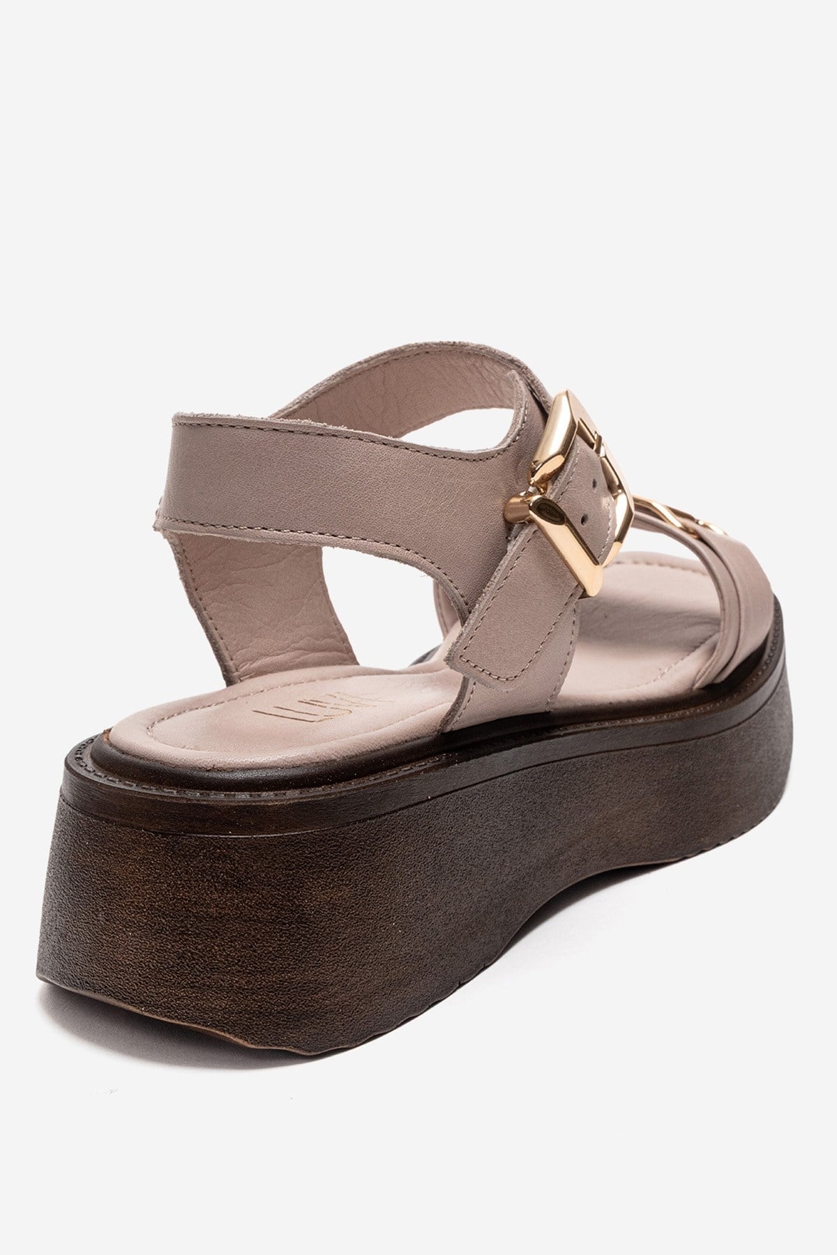 LONE - Off-White Genuine Leather Chunky Platform Sandal – back view showing leather, white, Vowalisse
