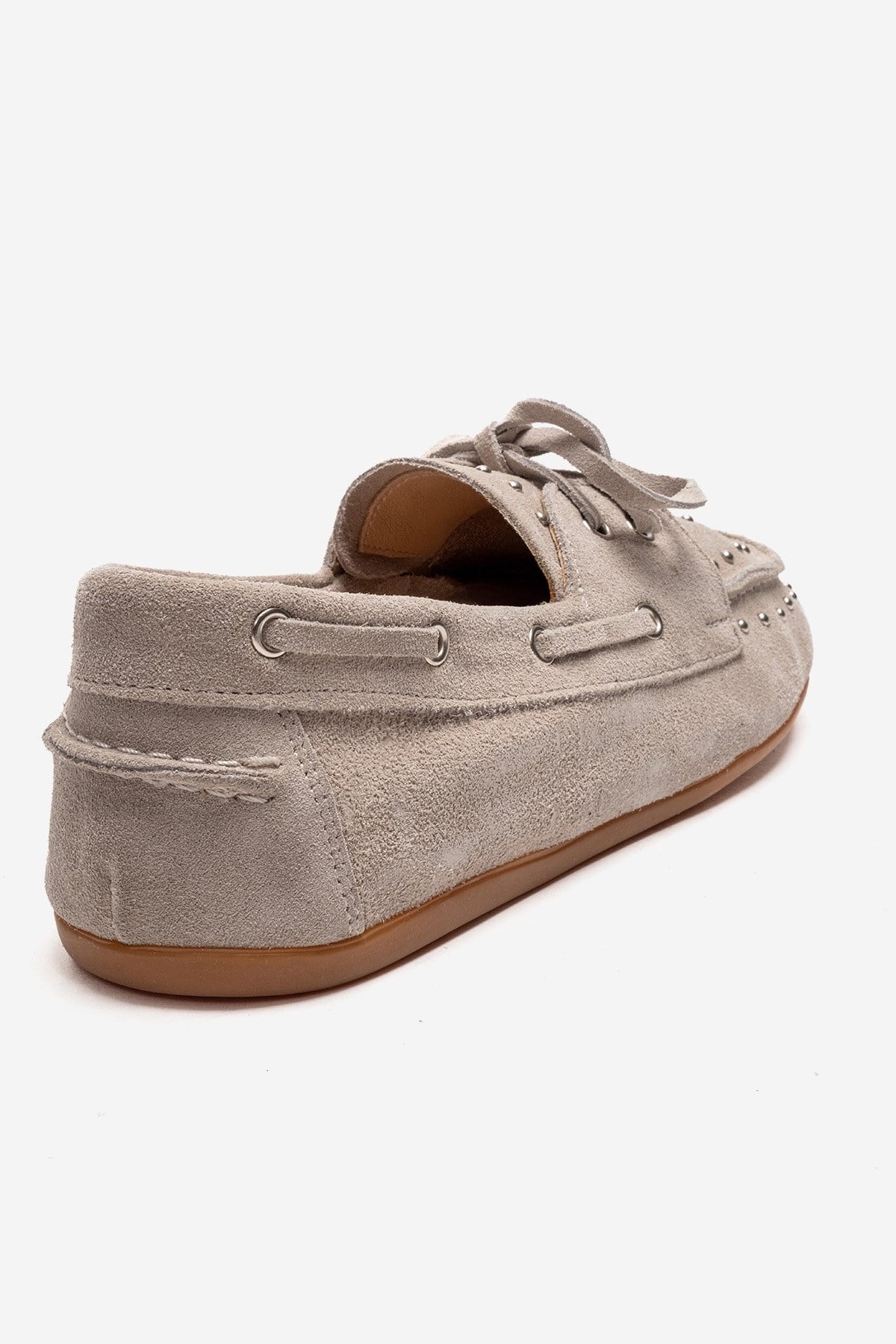 CUESTA - Beige Genuine Suede Leather Loafer – back view showing leather, suede, Vowalisse