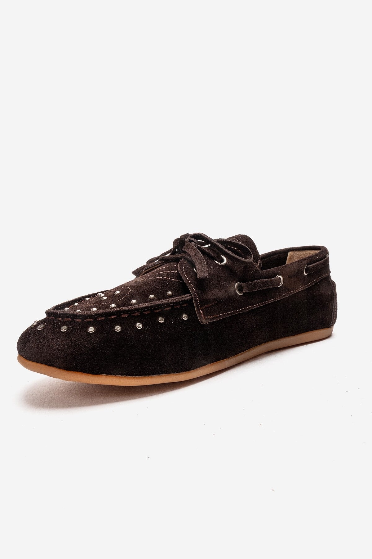 CUESTA - Brown Genuine Leather Loafer Shoe – top view showing leather, suede, Vowalisse