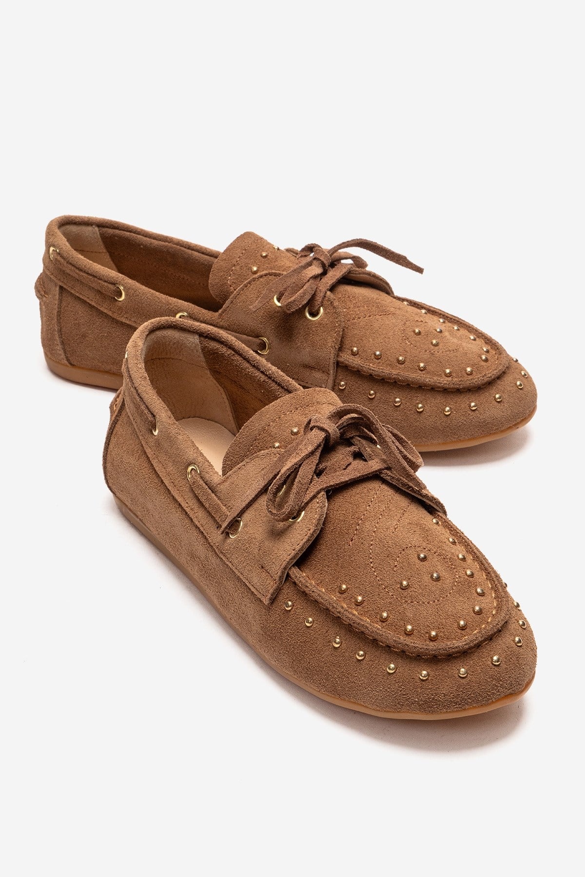 CUESTA - Taupe Genuine Leather Loafer Shoe – front three-quarter view showing leather, suede, Vowalisse