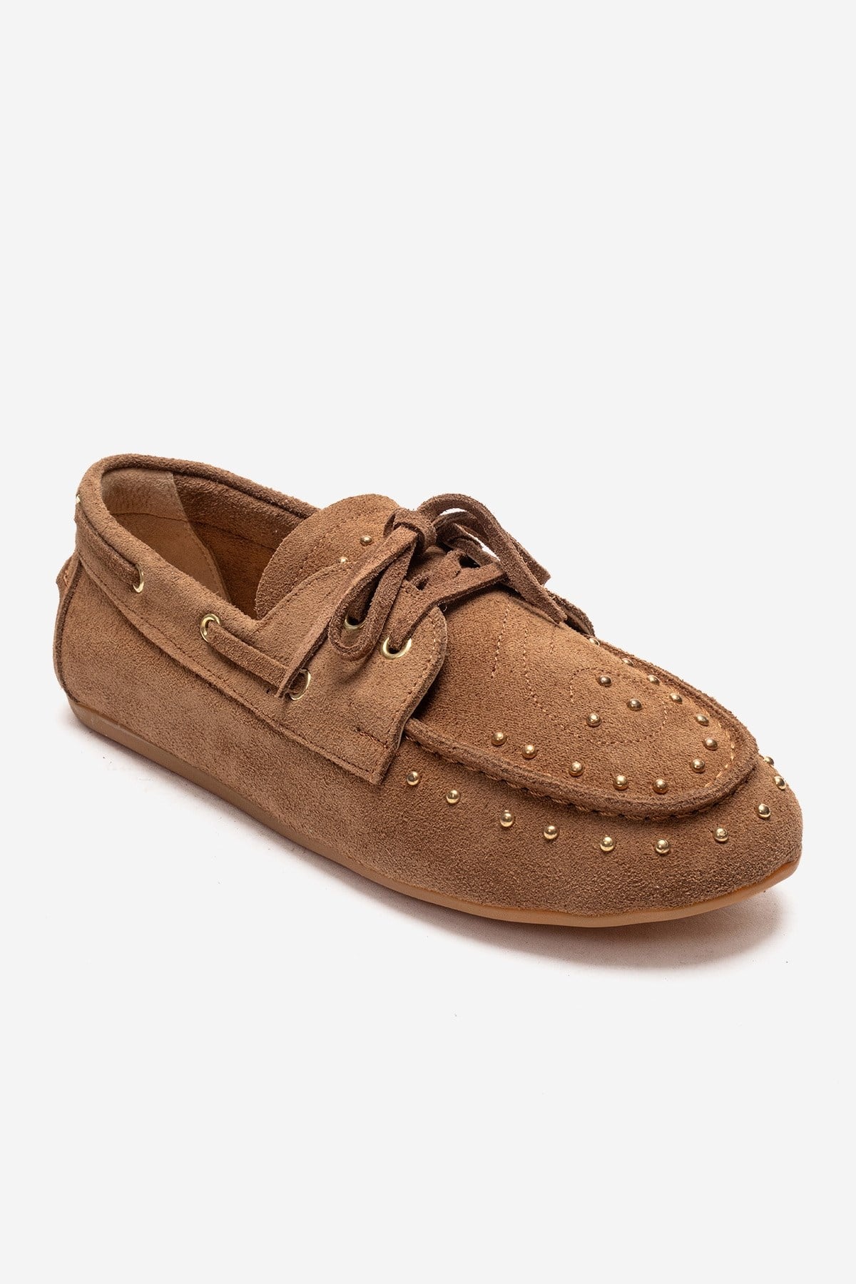 CUESTA - Taupe Genuine Leather Loafer Shoe – detail view showing leather, suede, Vowalisse