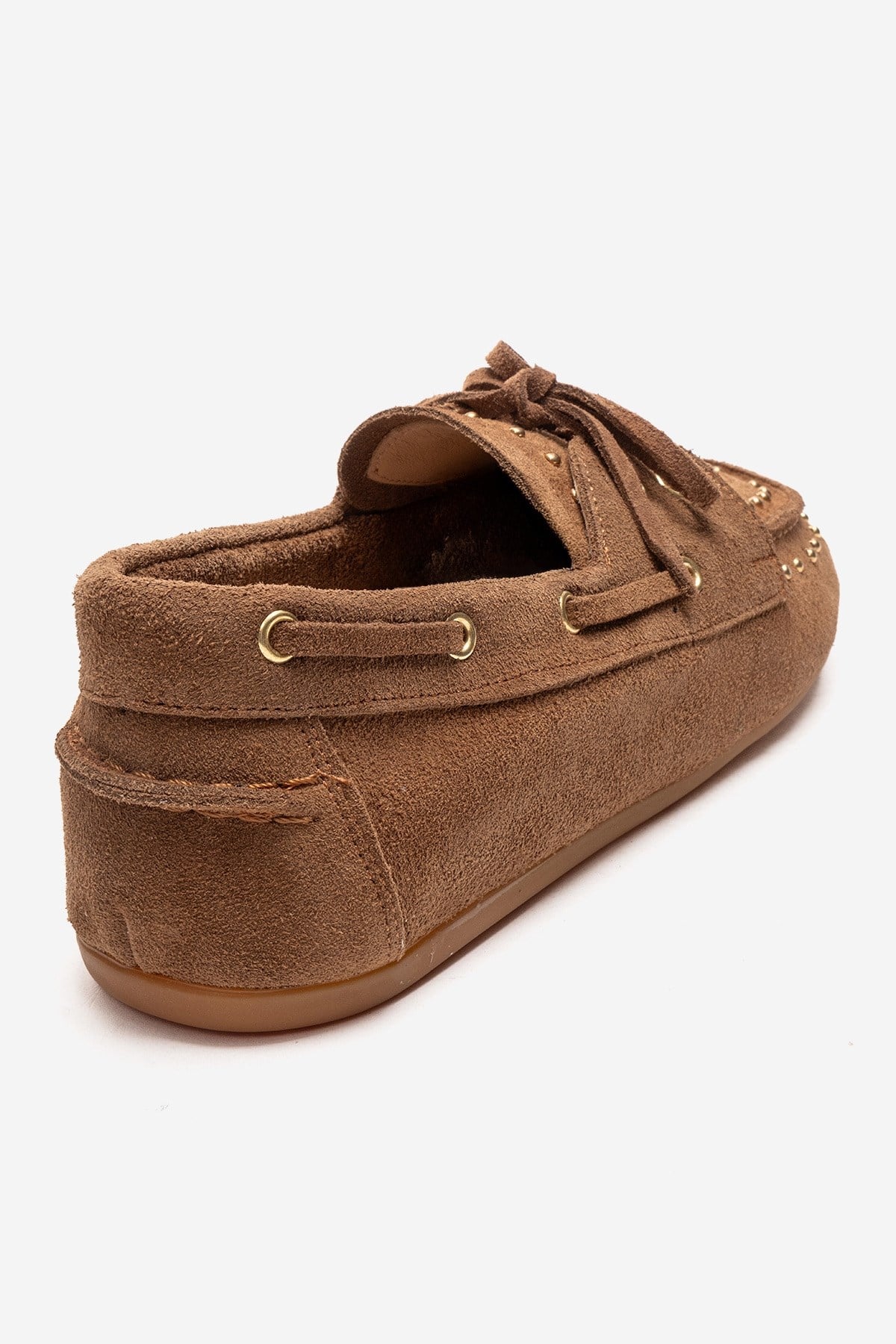 CUESTA - Taupe Genuine Leather Loafer Shoe – back view showing leather, suede, Vowalisse