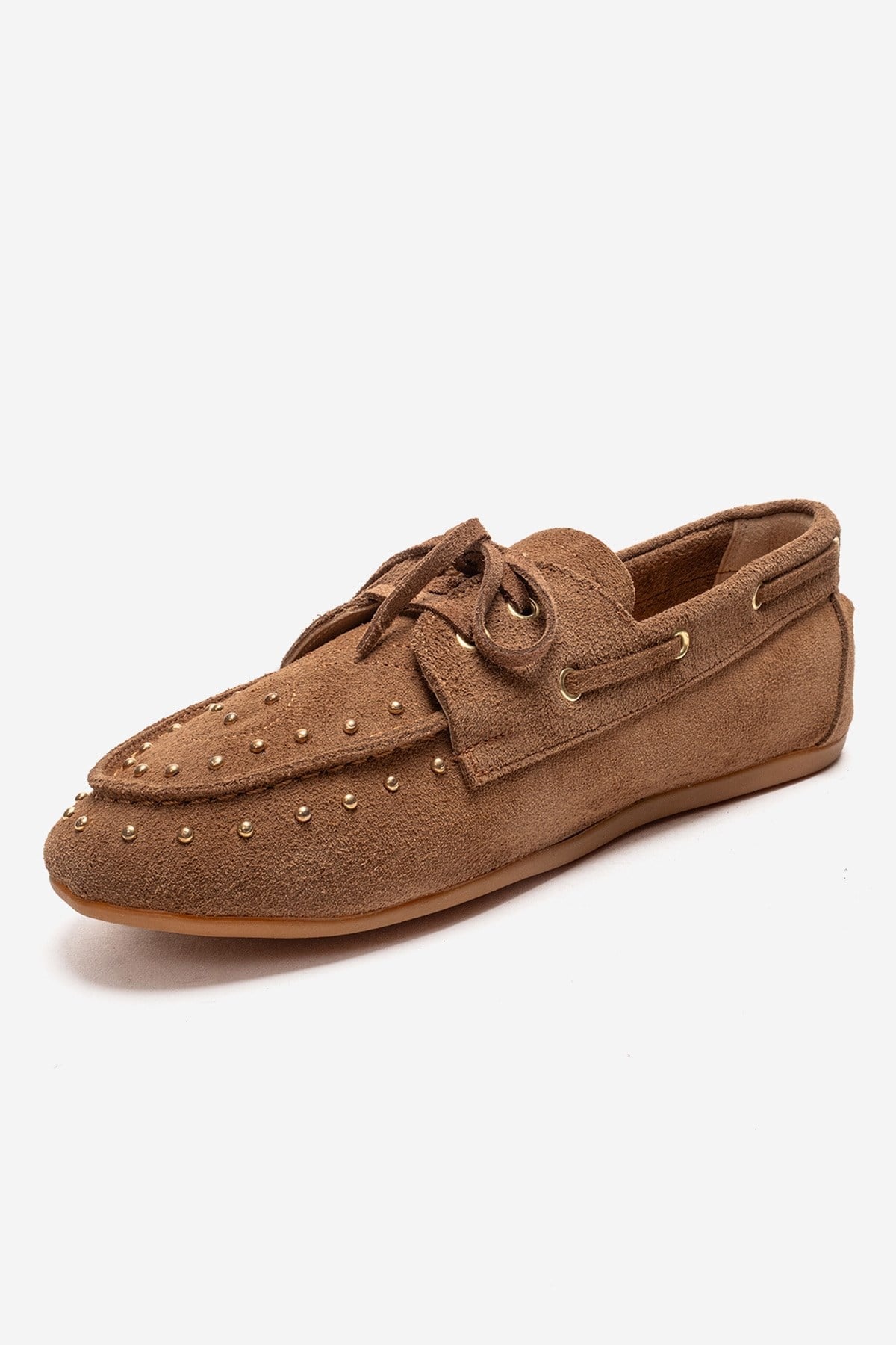 CUESTA - Taupe Genuine Leather Loafer Shoe – top view showing leather, suede, Vowalisse