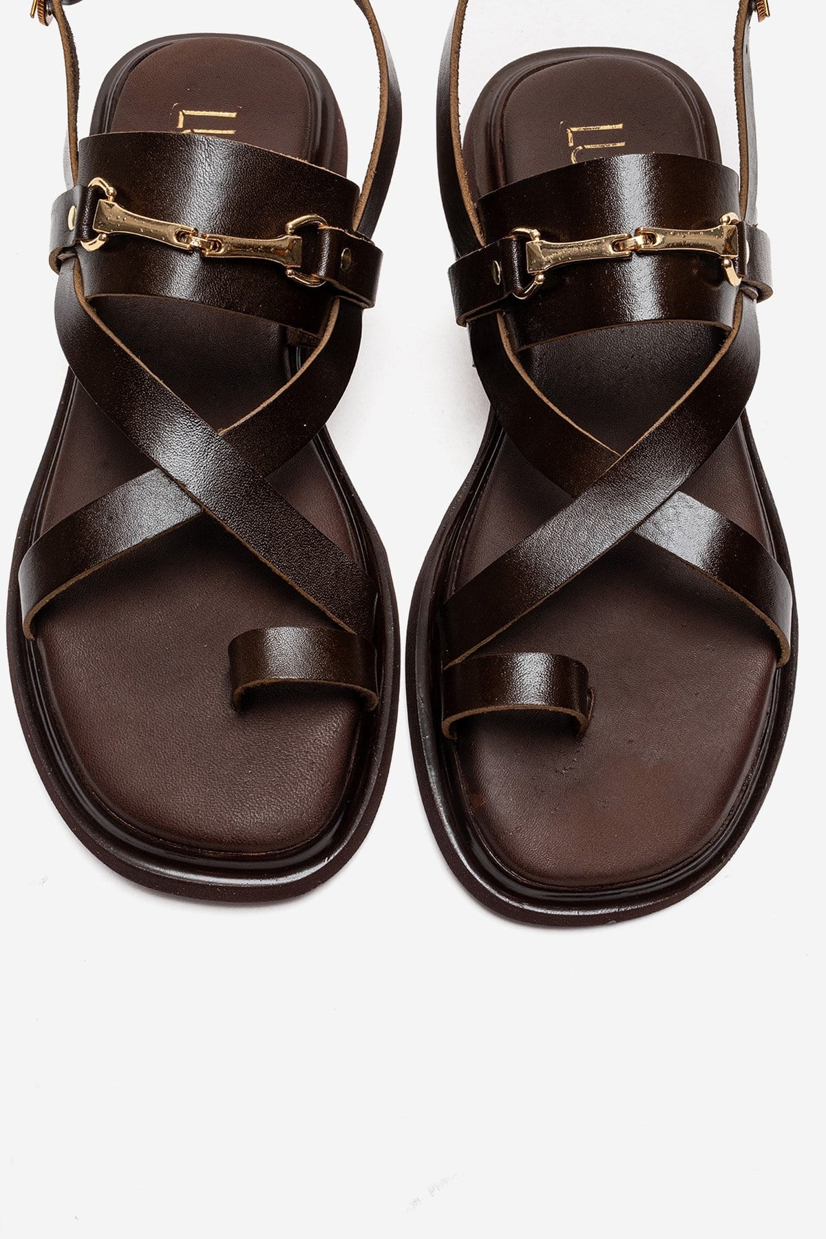 FABIANA - Brown Genuine Leather Thong Sandal – side view showing leather, Vowalisse