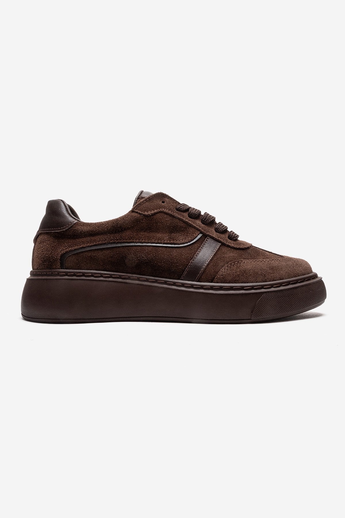 IVARA - Brown Suede Genuine Leather Everyday Sneaker – heel view showing leather, suede, Vowalisse