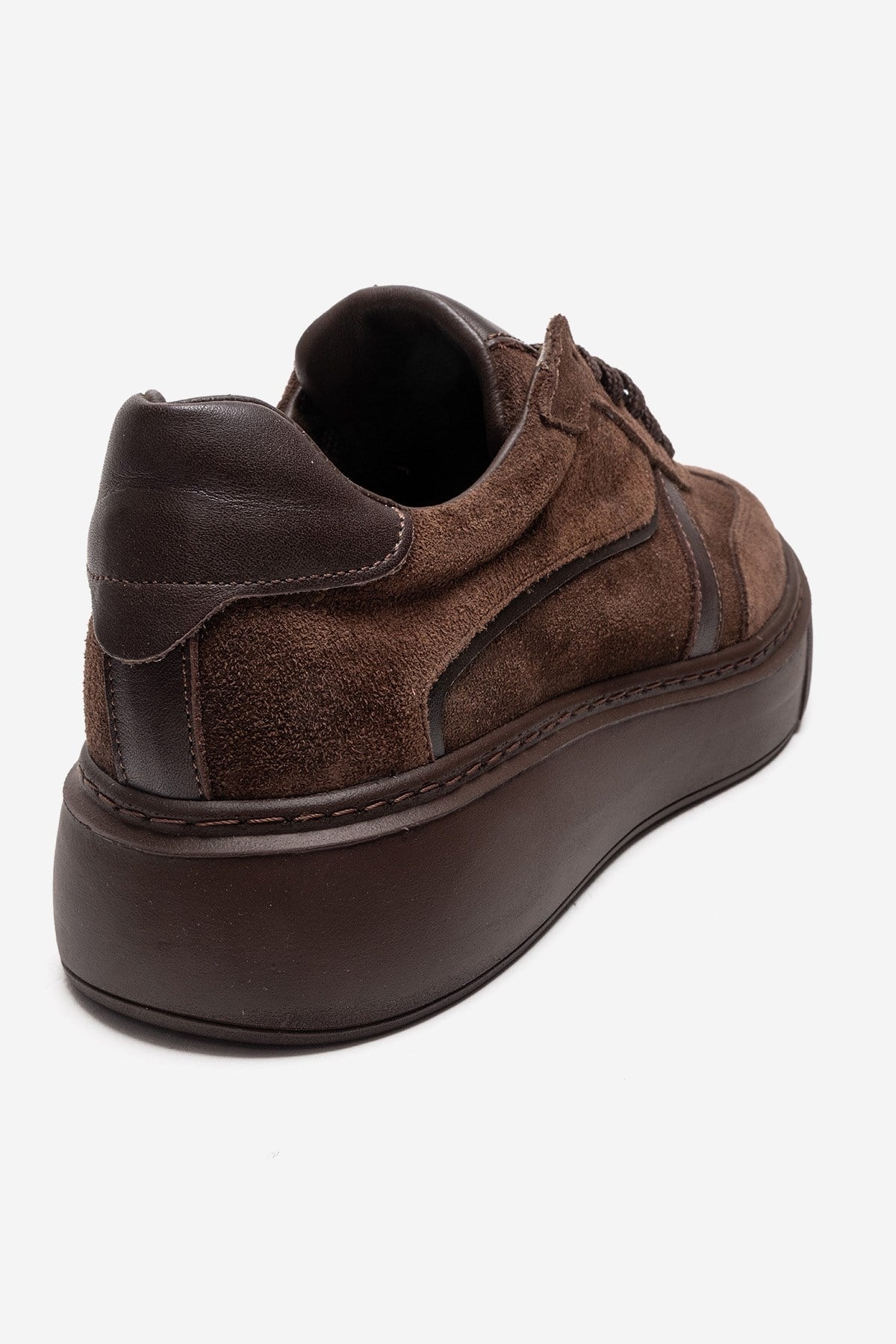 IVARA - Brown Suede Genuine Leather Everyday Sneaker – back view showing leather, suede, Vowalisse