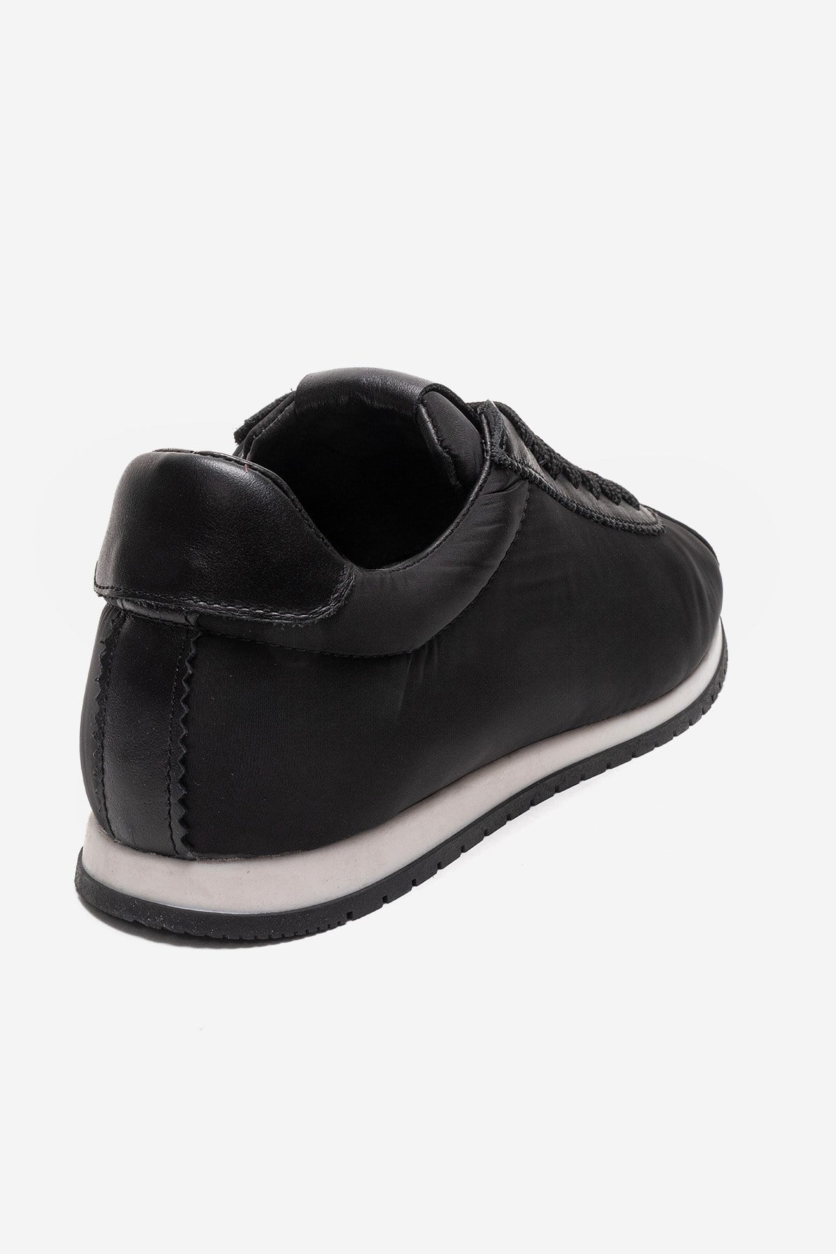 UNICA - Black Genuine Leather Sport Shoe – back view showing leather, suede, black, Vowalisse