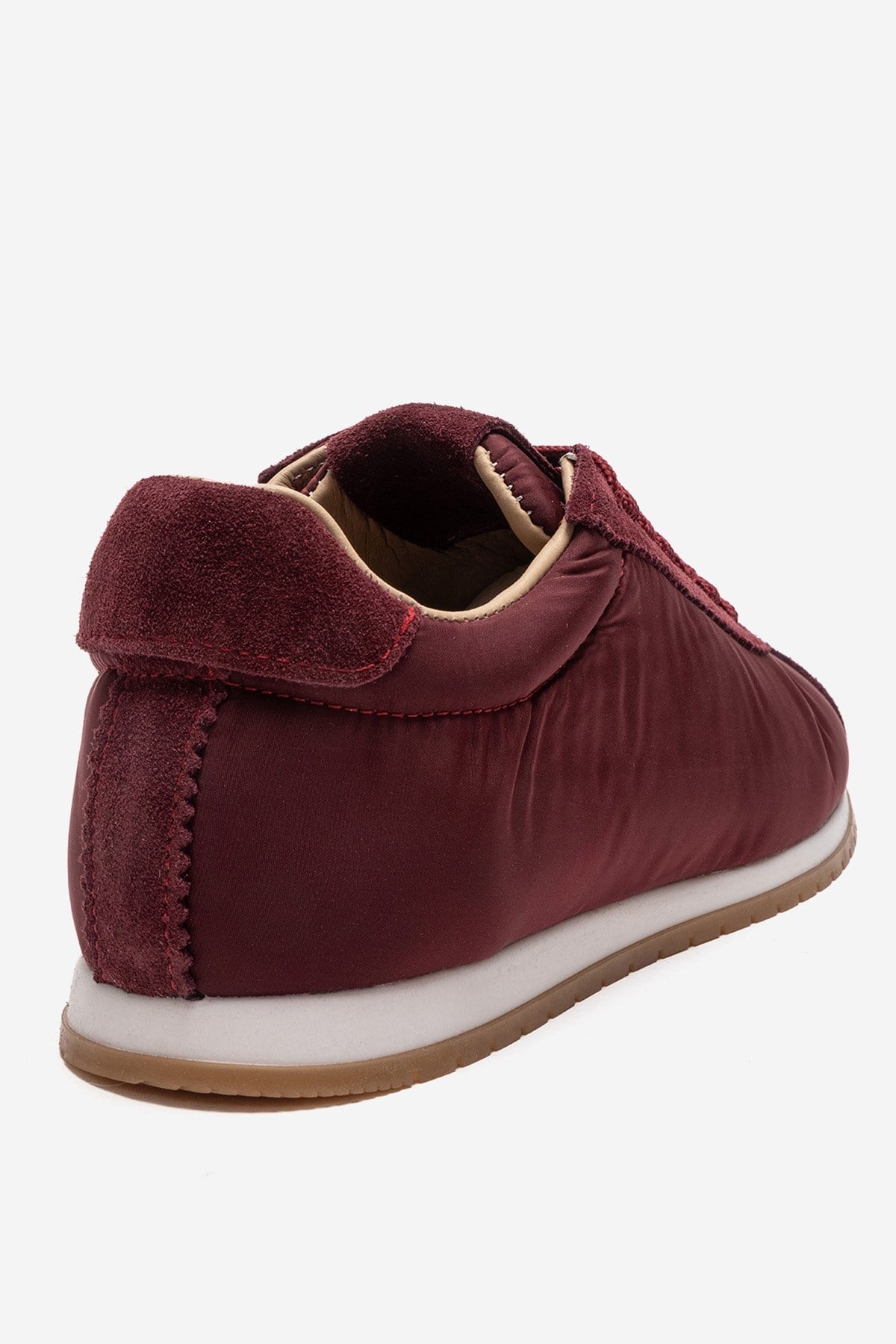 UNICA - Burgundy Genuine Leather Sneaker – back view showing leather, suede, Vowalisse