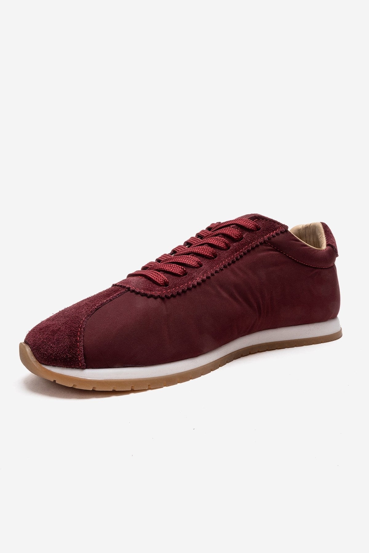 UNICA - Burgundy Genuine Leather Sneaker – top view showing leather, suede, Vowalisse