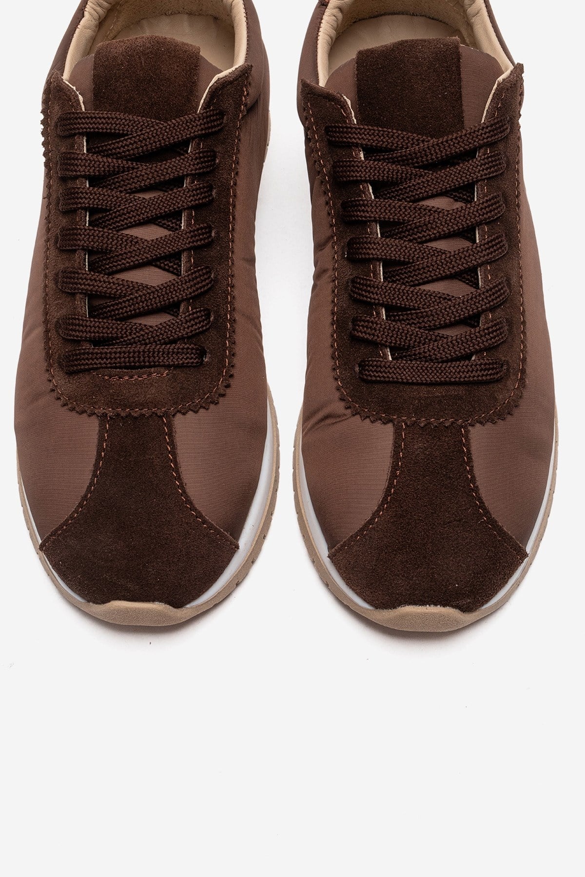 UNICA - Brown Genuine Leather Sneaker – side view showing leather, suede, Vowalisse