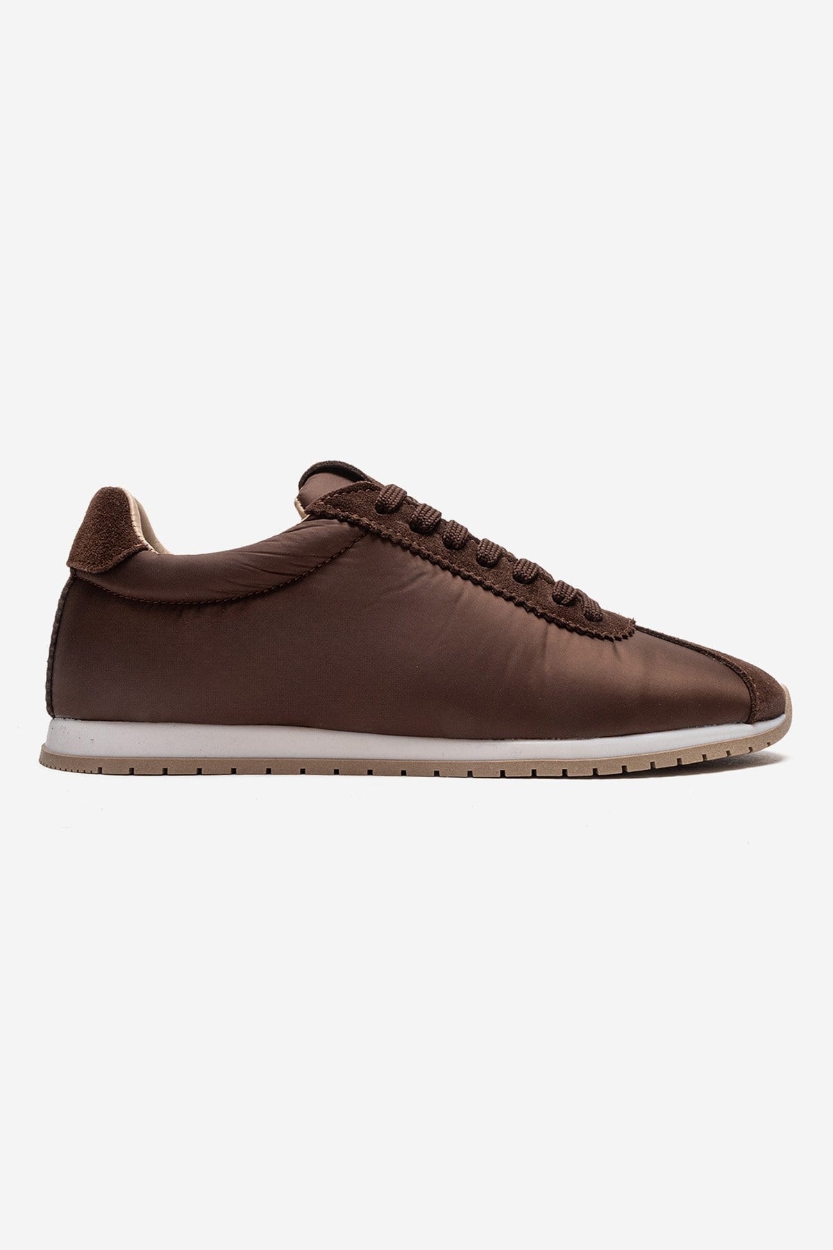 UNICA - Brown Genuine Leather Sneaker – heel view showing leather, suede, Vowalisse