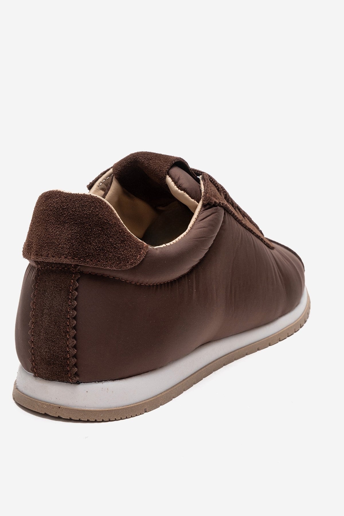 UNICA - Brown Genuine Leather Sneaker – back view showing leather, suede, Vowalisse