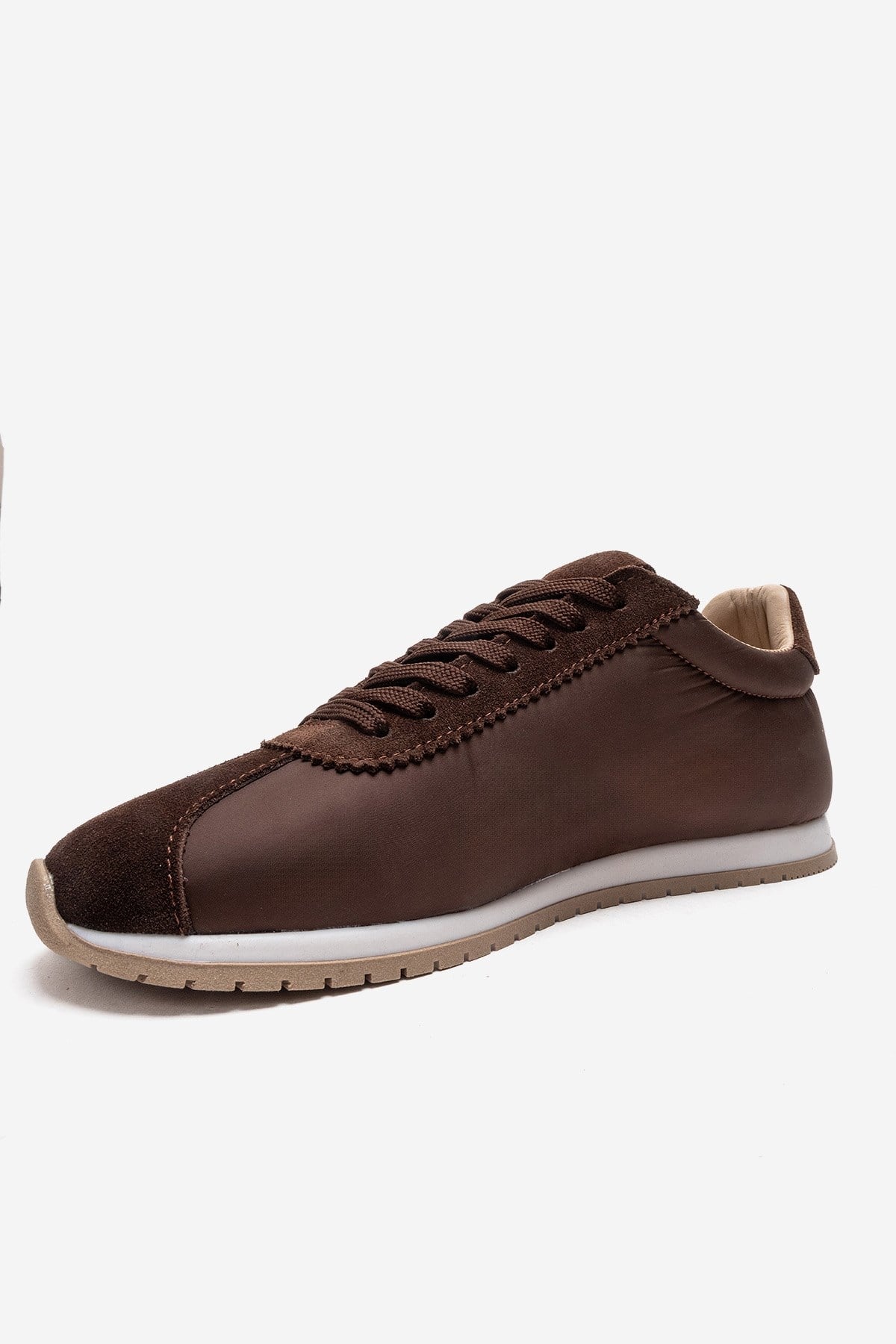 UNICA - Brown Genuine Leather Sneaker – top view showing leather, suede, Vowalisse