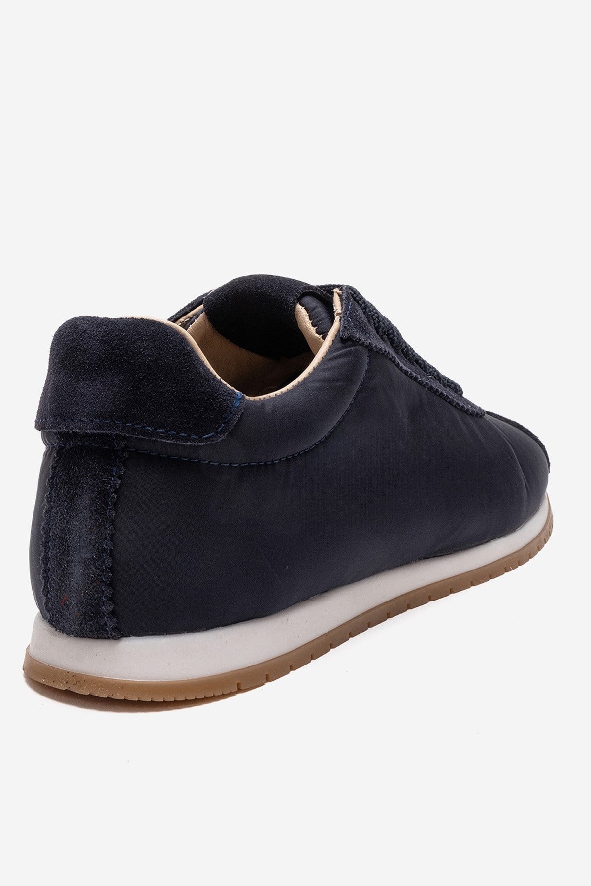 UNICA - Navy Genuine Leather Sneaker – back view showing leather, suede, Vowalisse