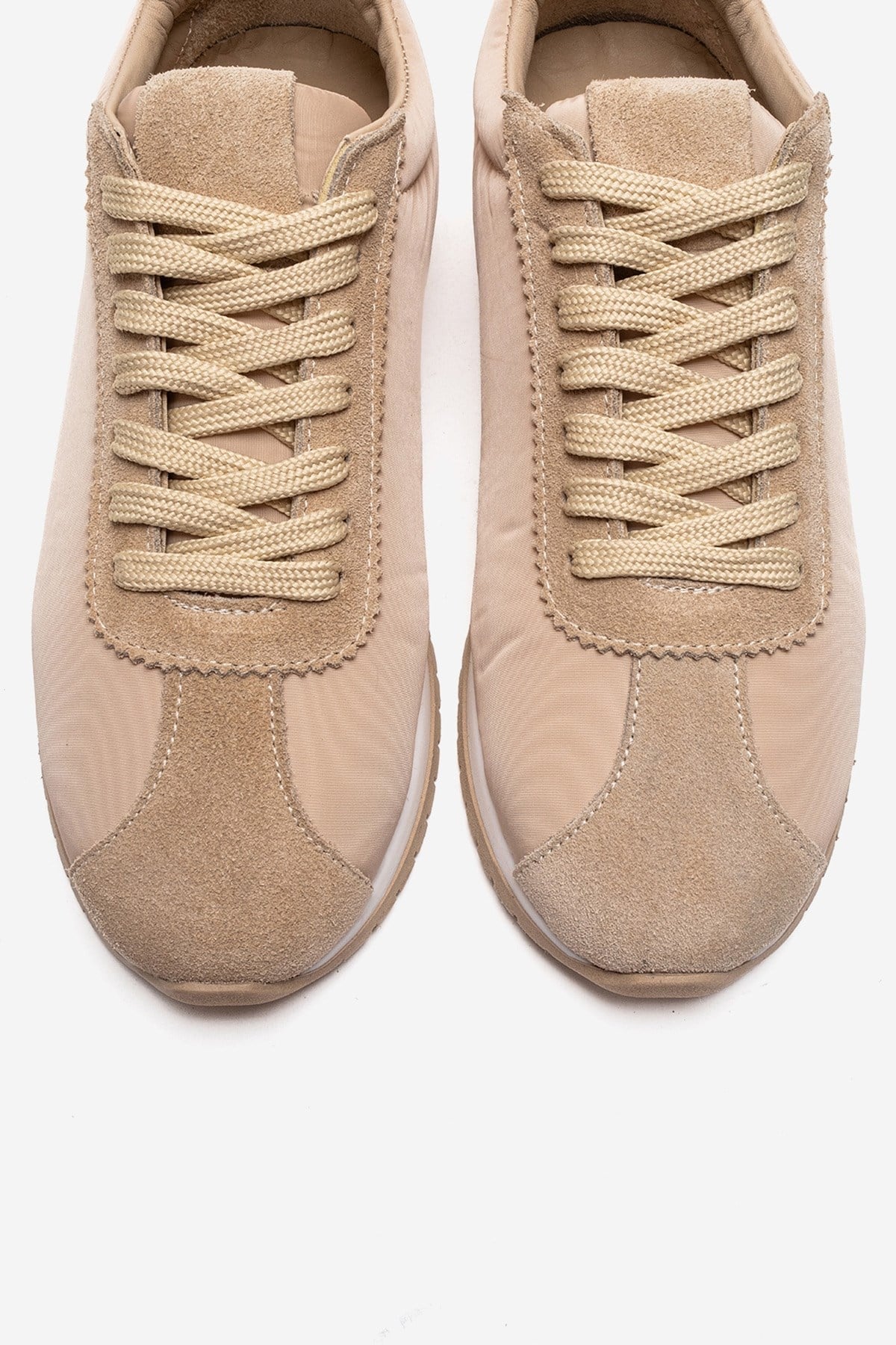 UNICA - Beige Genuine Leather Sneaker – side view showing leather, suede, Vowalisse