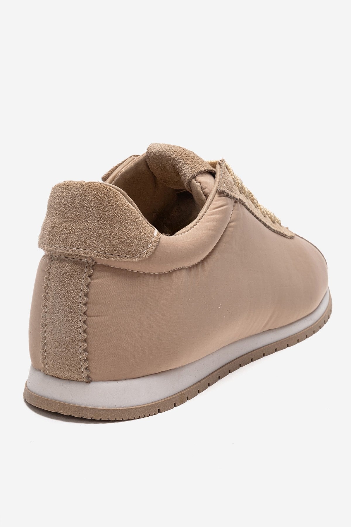 UNICA - Beige Genuine Leather Sneaker – back view showing leather, suede, Vowalisse