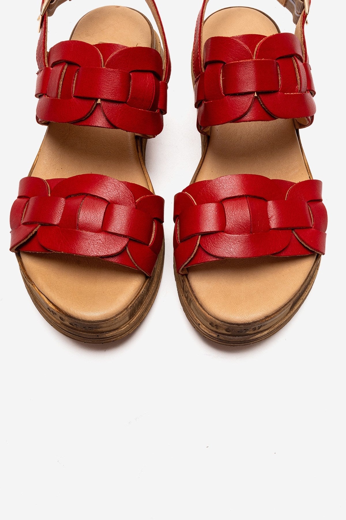 ELVORO - Red Genuine Leather Sandal – side view showing leather, red, Vowalisse