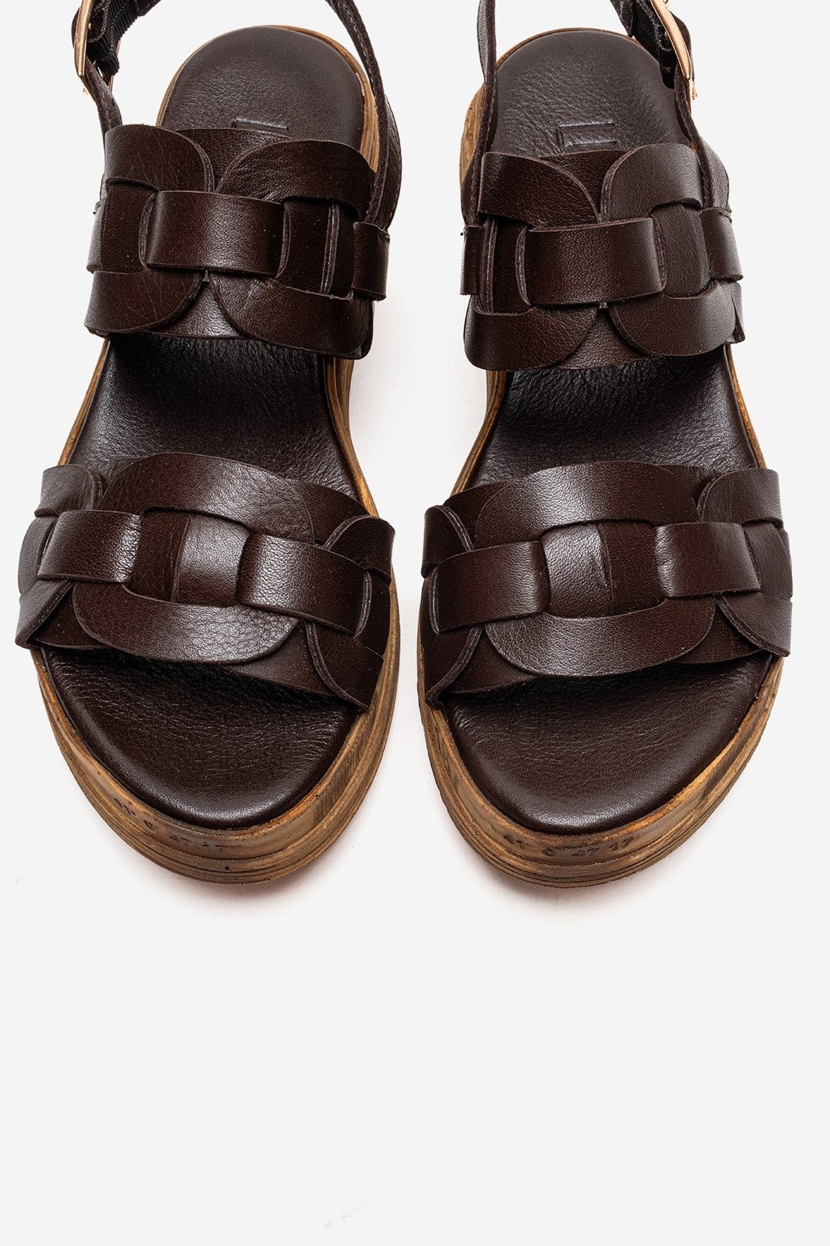ELVORO - Brown Genuine Leather Sandal – side view showing leather, Vowalisse
