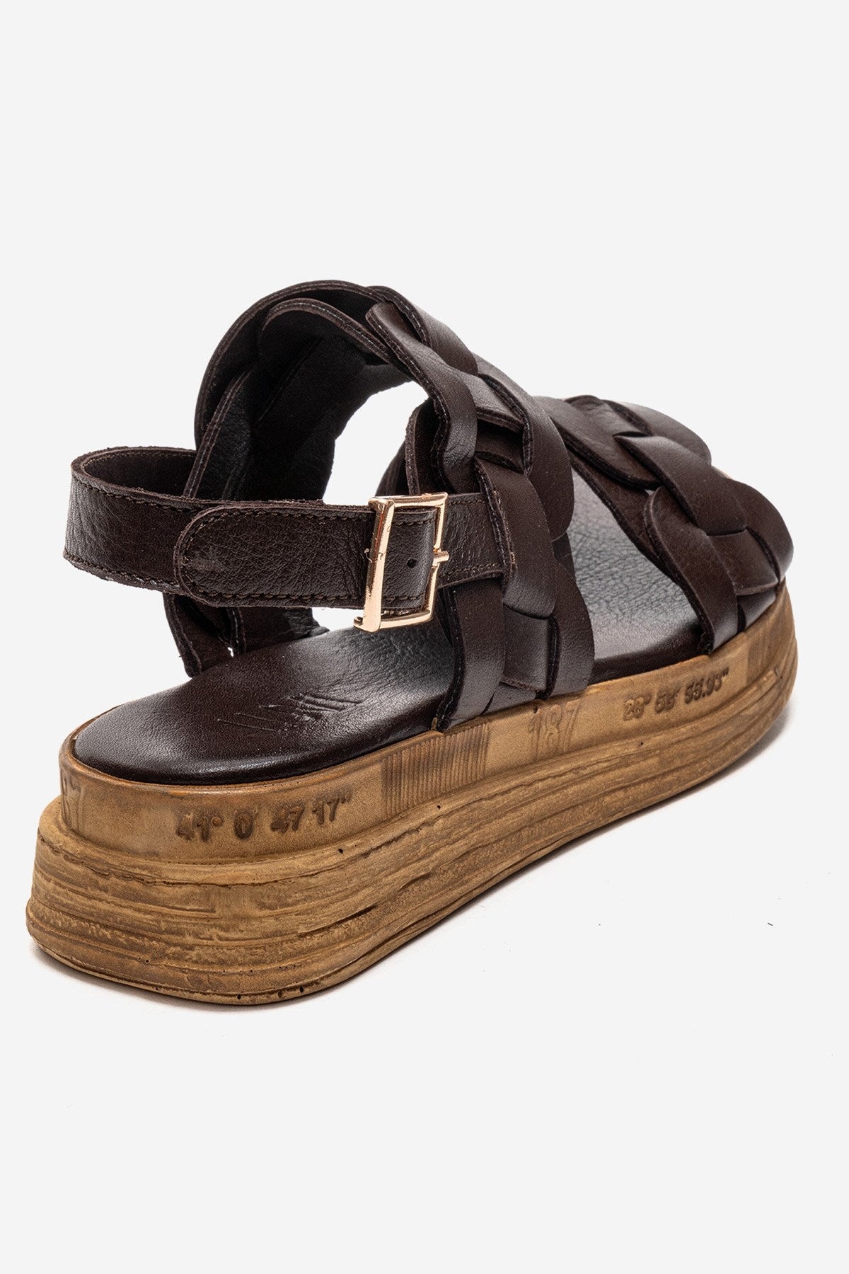 ELVORO - Brown Genuine Leather Sandal – back view showing leather, Vowalisse