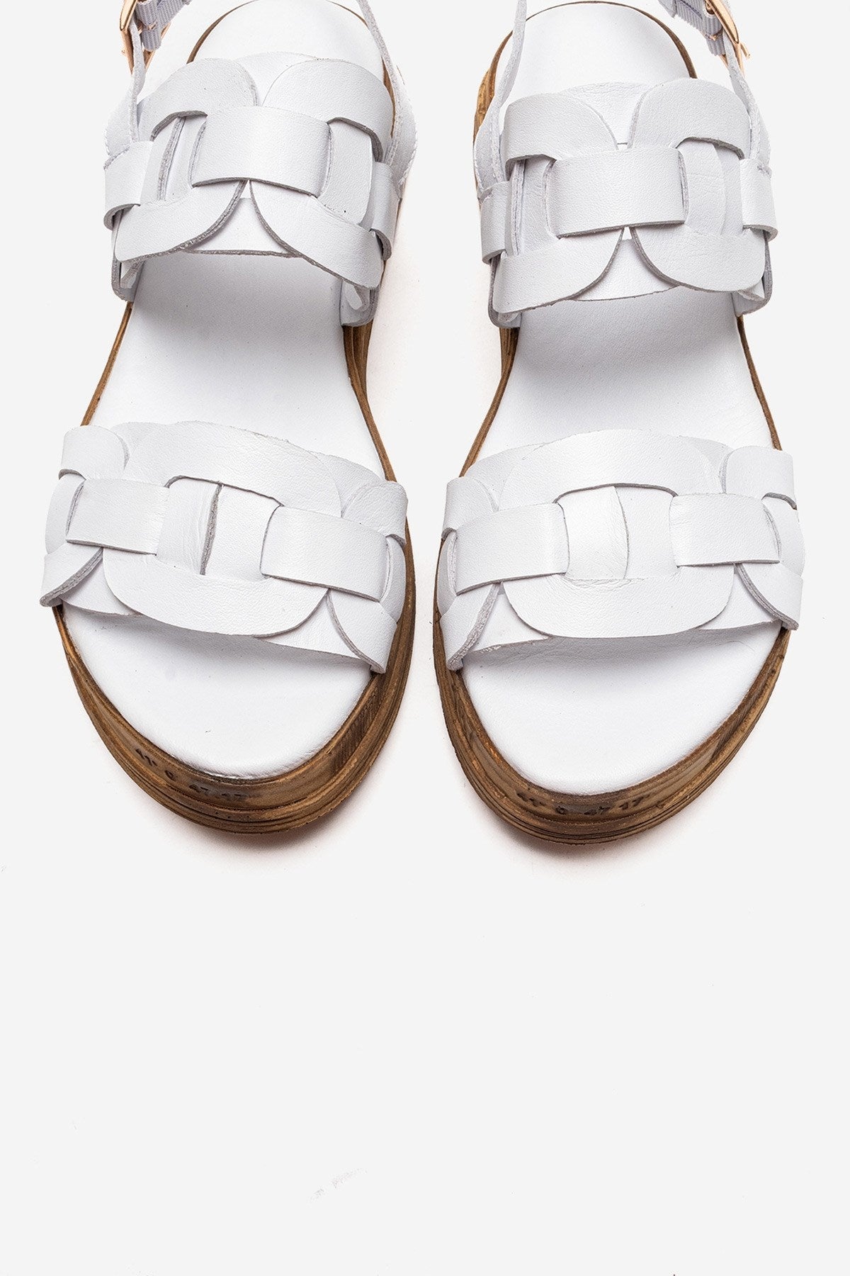 ELVORO - White Genuine Leather Sandal – side view showing leather, white, Vowalisse