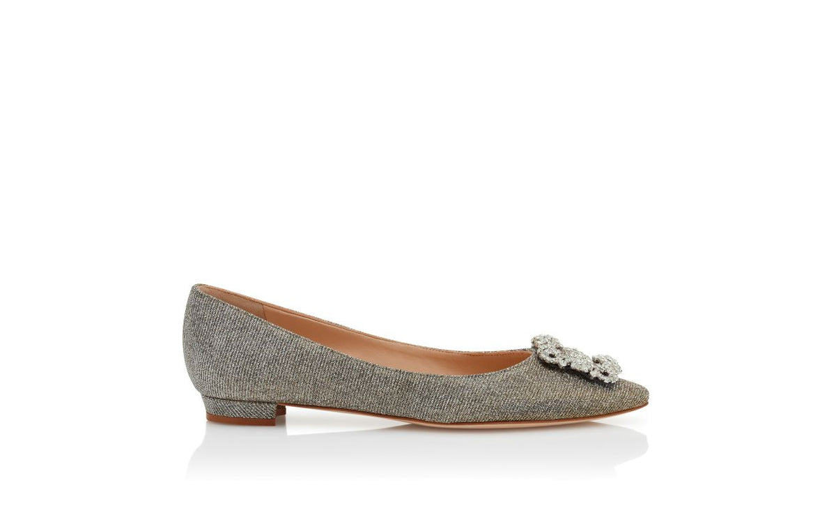Vivienne Jewel Silver Jewel Buckle Pumps – side profile showing silver jewel buckle, crystal buckle, almond toe, Vowalisse