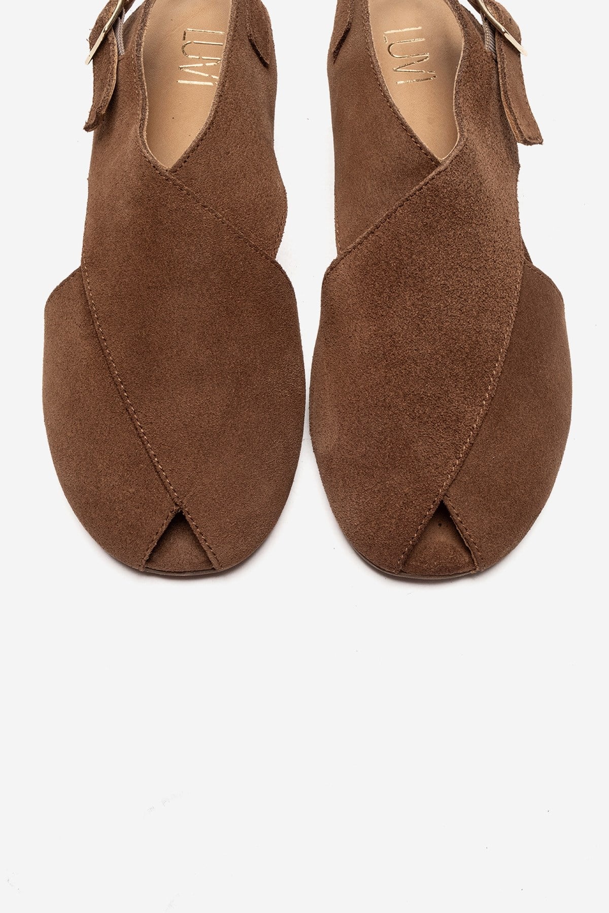Monaro - Taupe Genuine Leather Sandal – side view showing leather, suede, Vowalisse